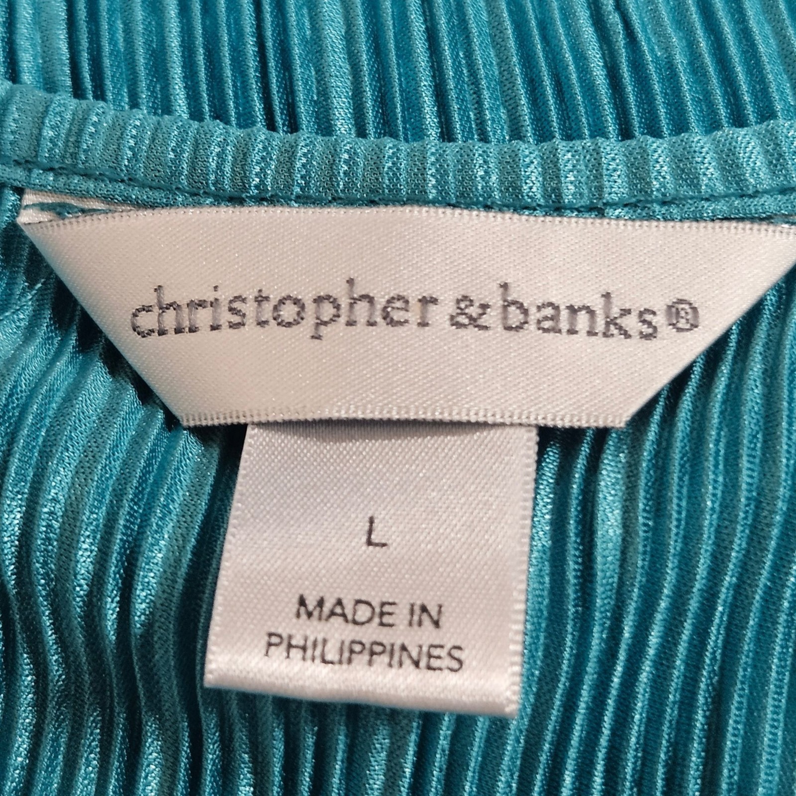 Christopher And Banks Teal Sleeveless Tiered Pleated Tank Top Large Polyester