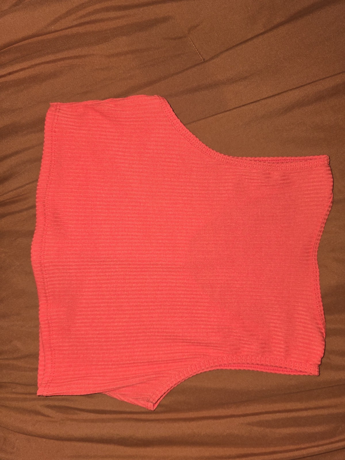 Red Ribbed Crop Tank Top | Snap Front Detail | Stretch Sleeveless | Size L