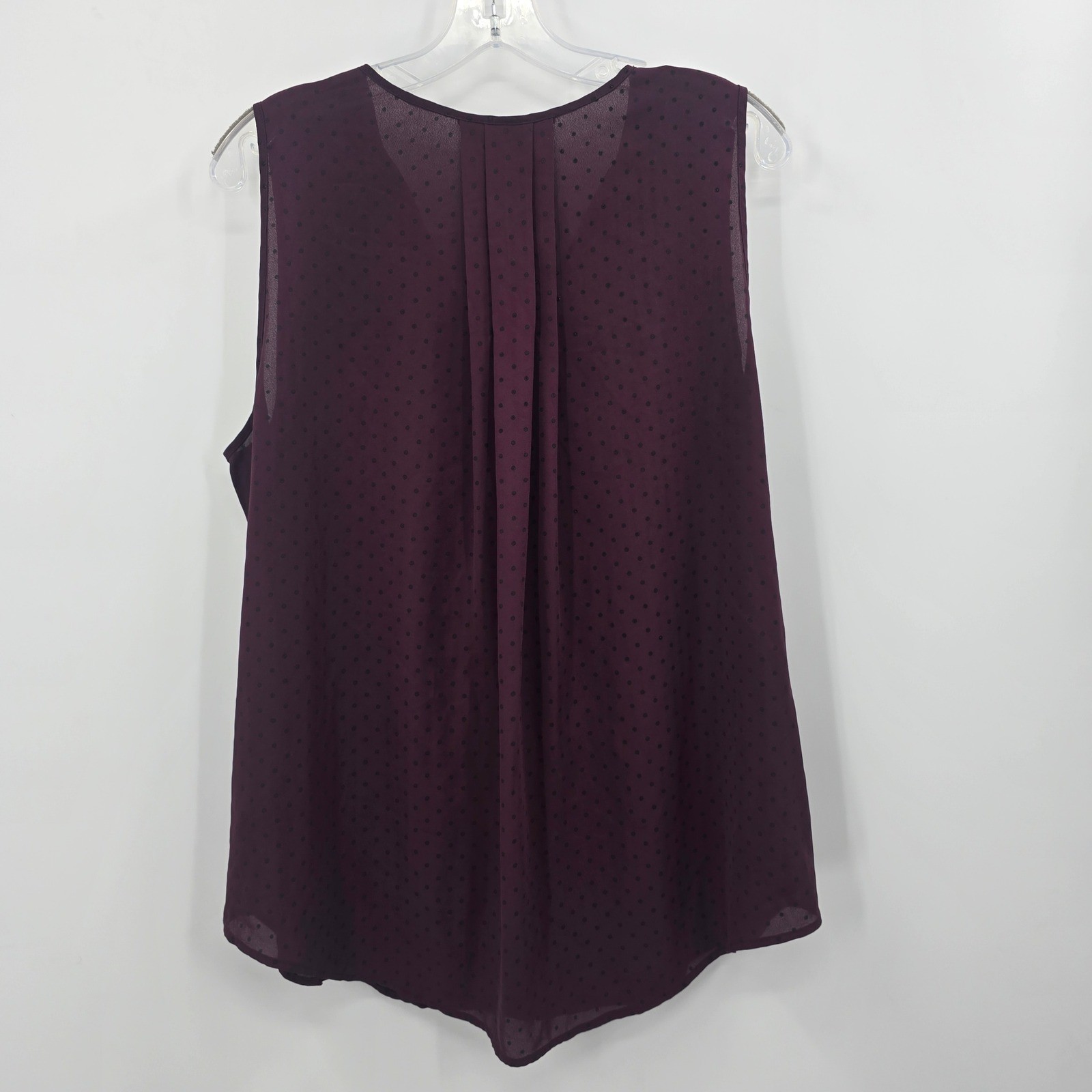 41 Hawthorn Tank Womens 1X Purple Polka Dot Sleeveless Split Neck Blouse
