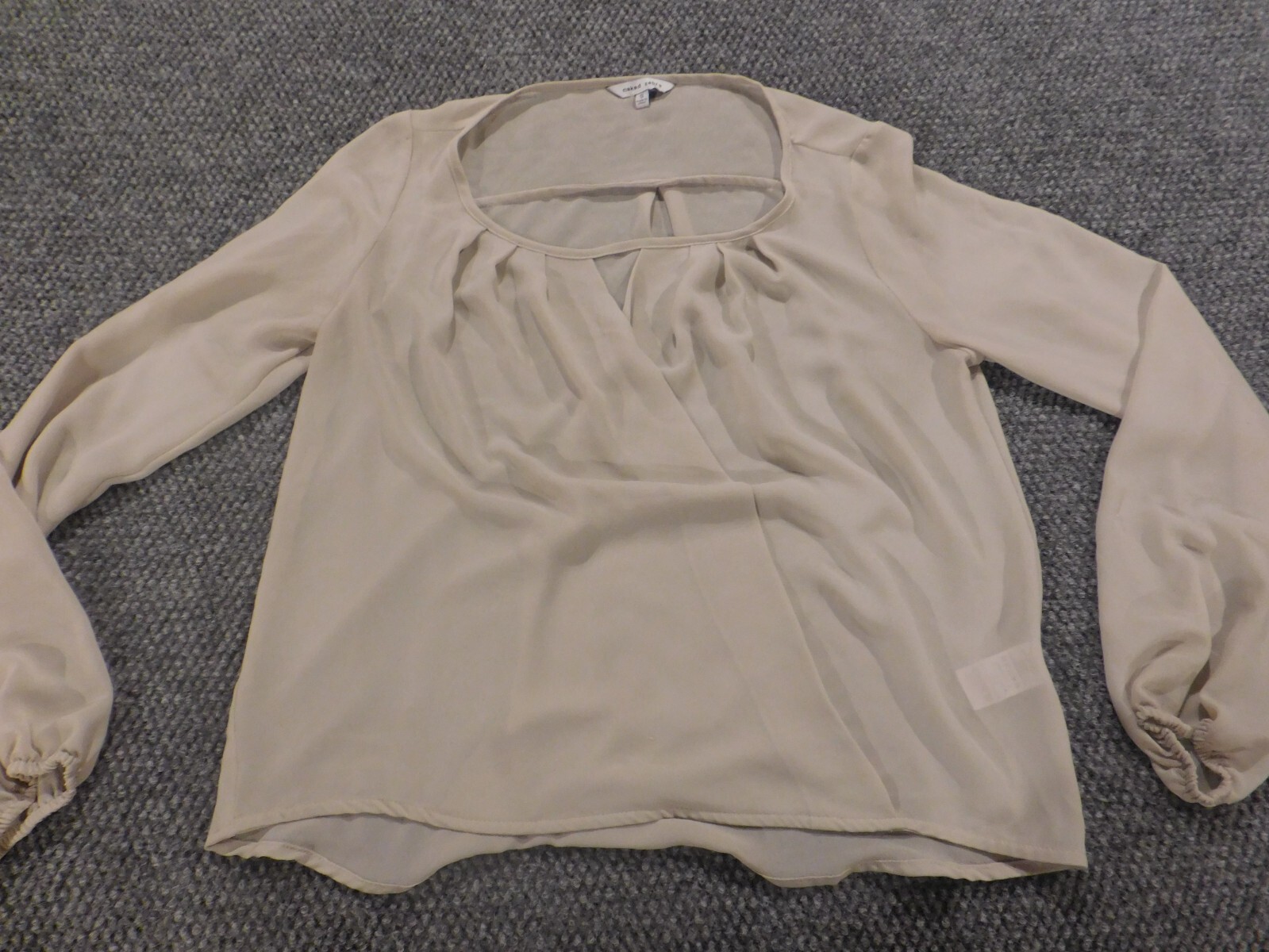 Naked Zebra Womens blouse Small Beige pullover top