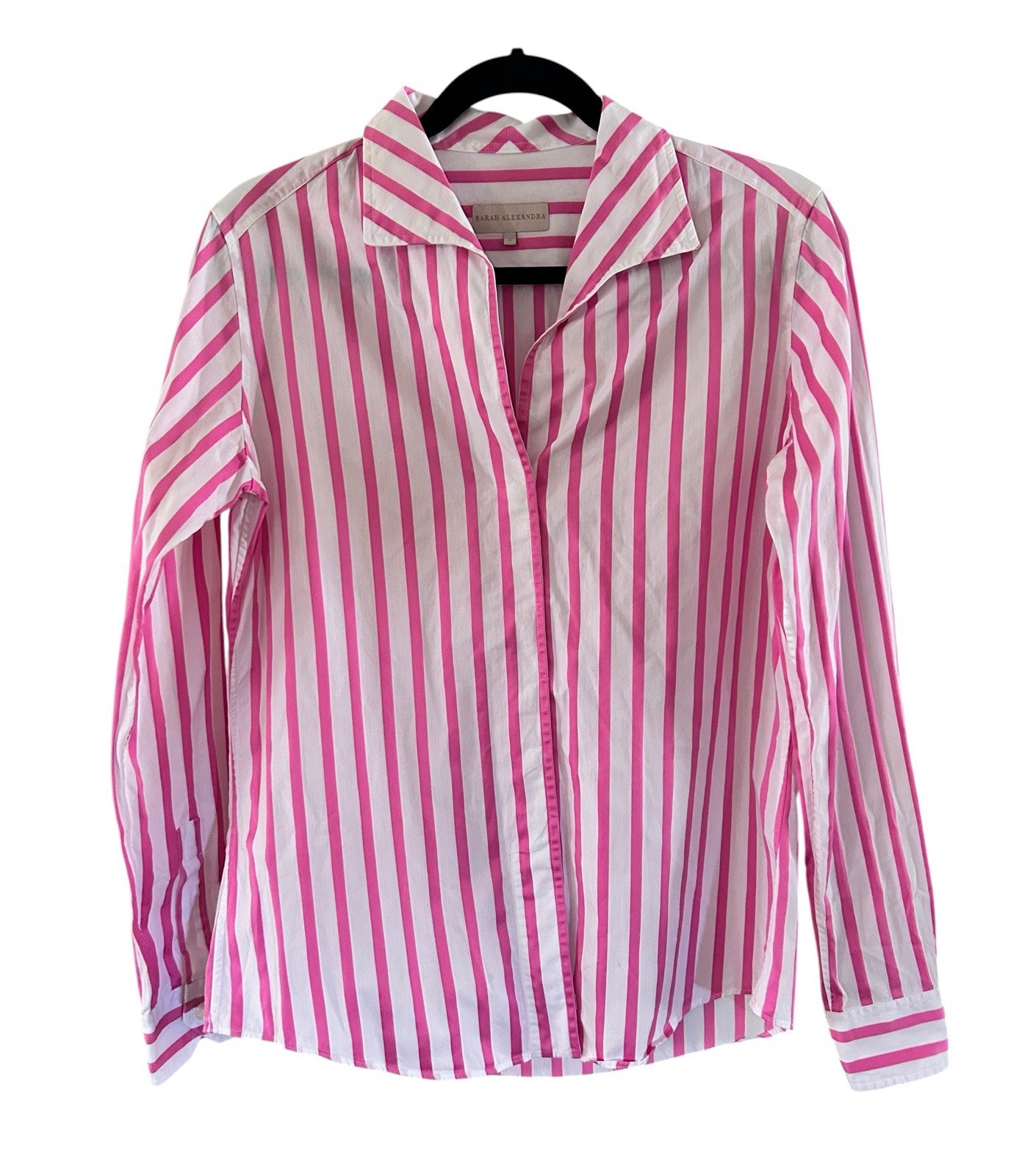 Sarah Alexandra Signature Pretty In Pink Striped Shirt Button Up Cotton Size 6