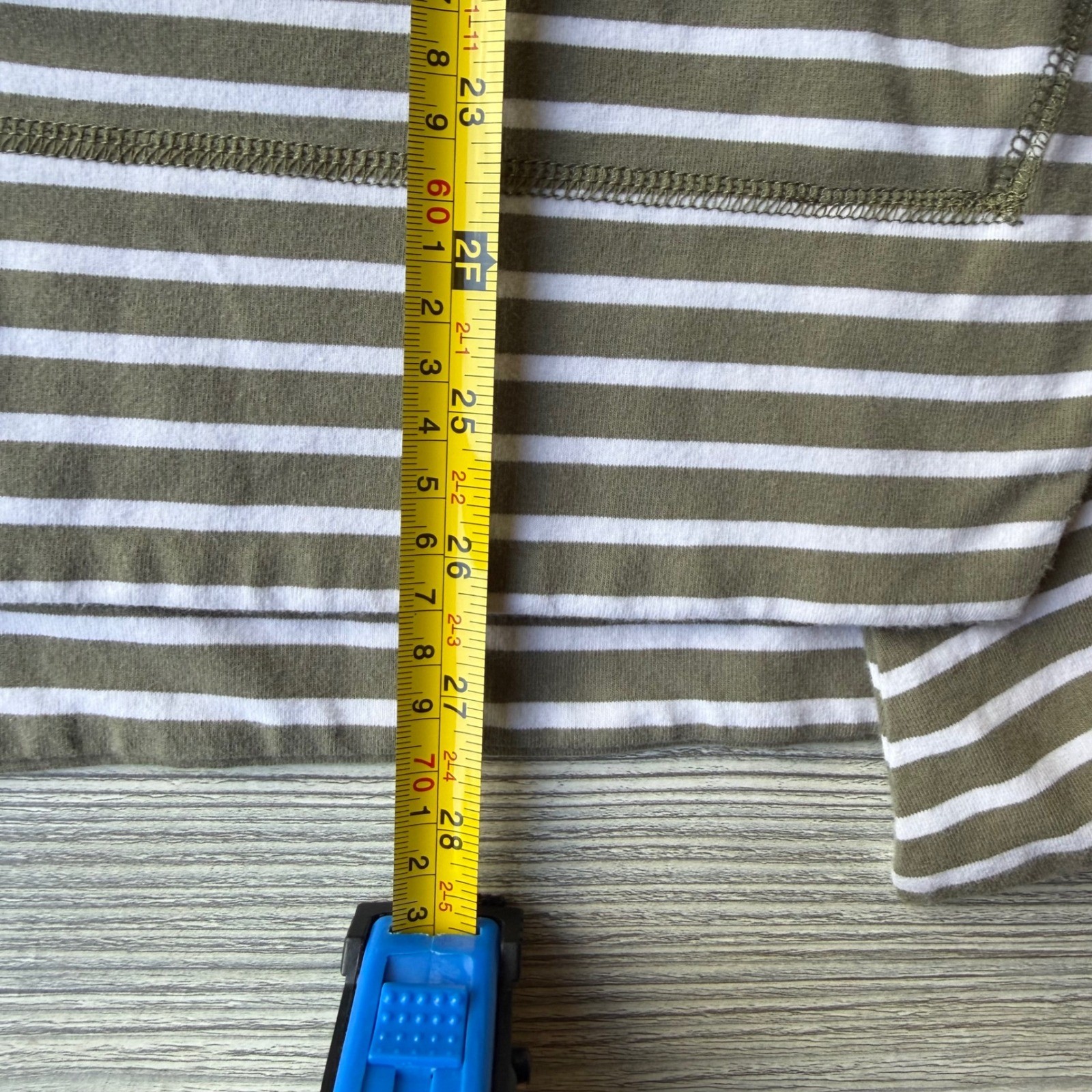 Neon Buddha Striped Cotton Top Olive Green Waffle Knit Sleeve L Gorpcore Granny
