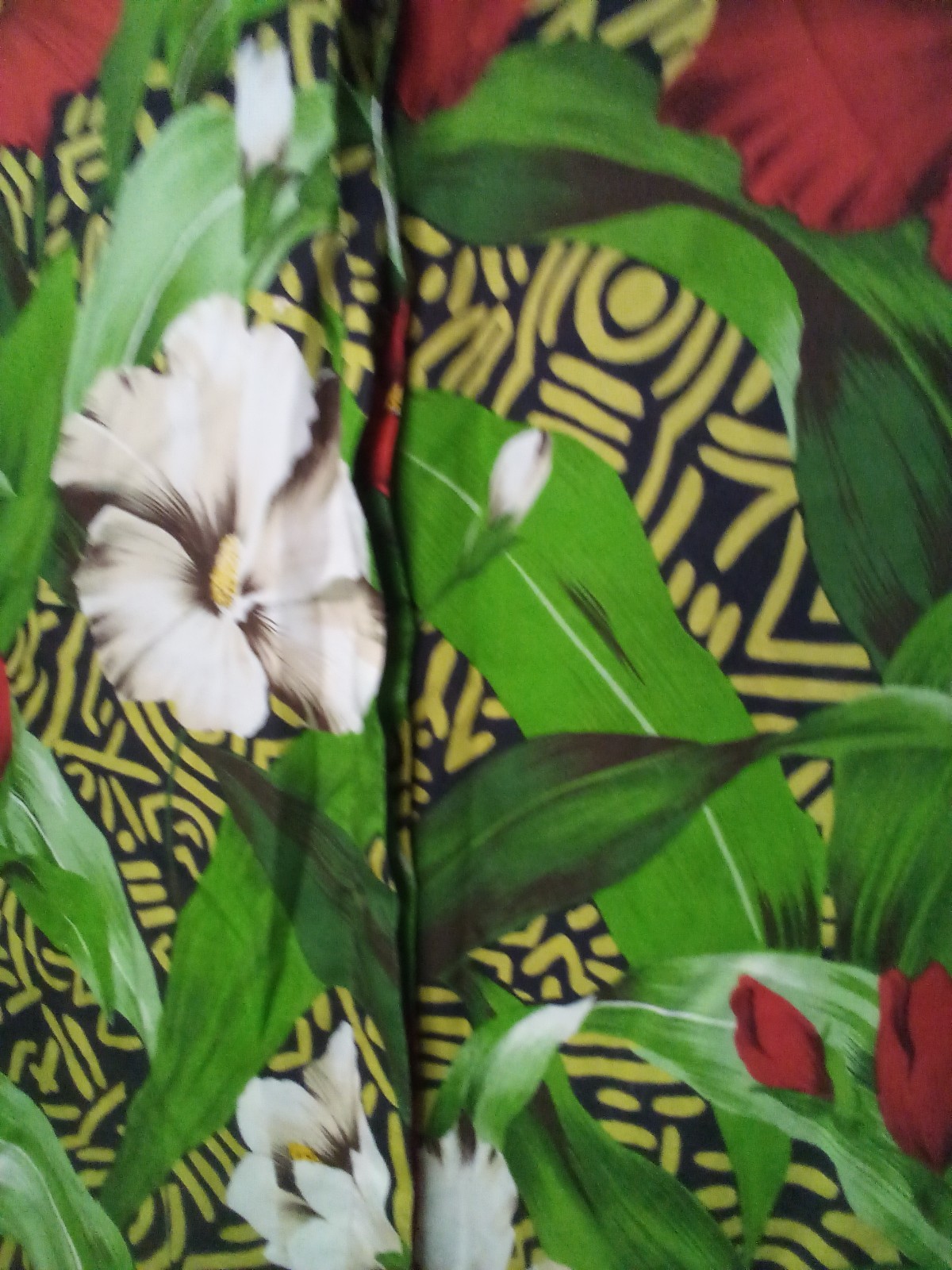 Jack Winter Shirt Women M Button Up Short Sleeve Tropical Print Green Red