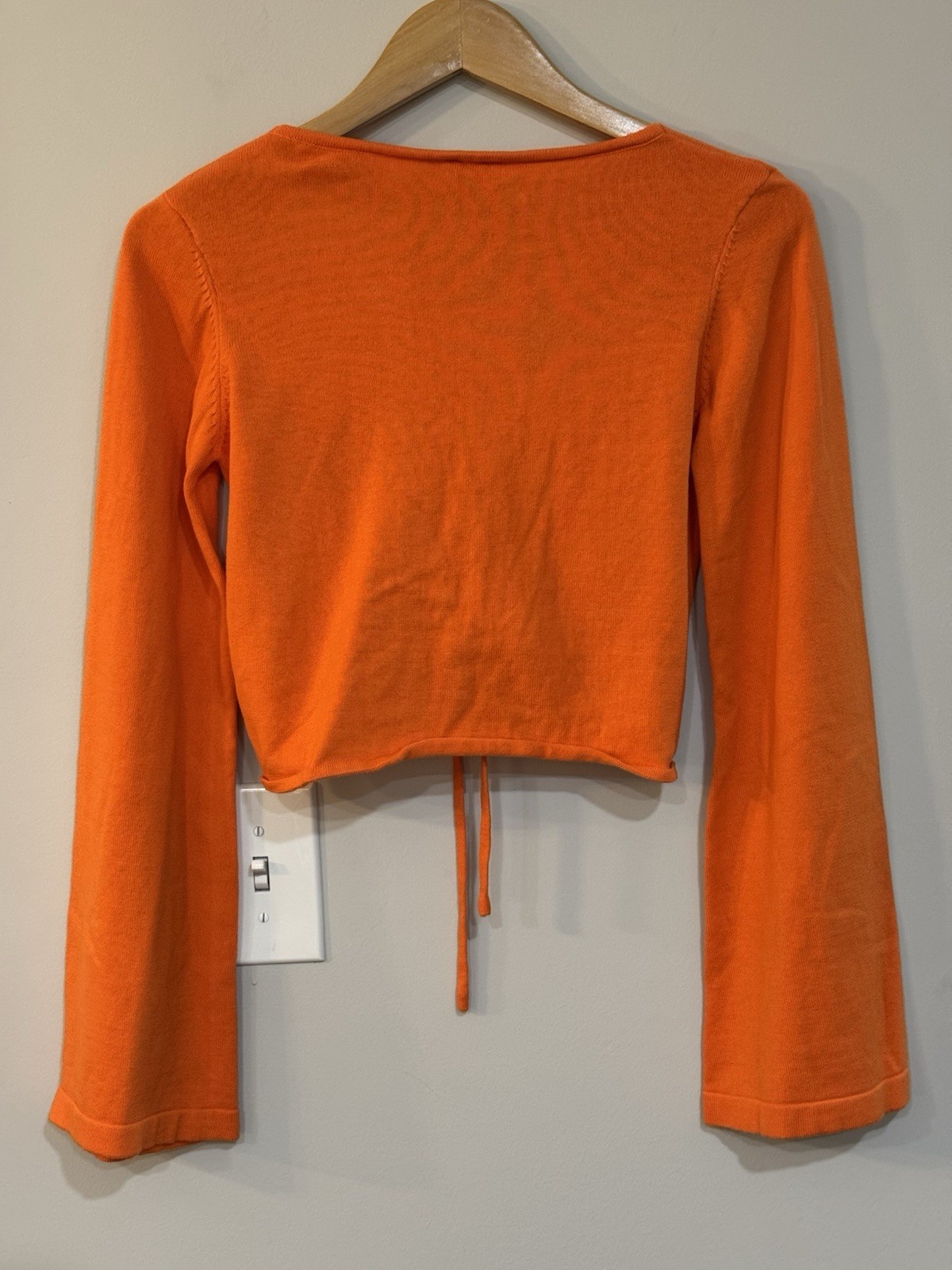 Princess Polly Orange Long-Sleeve Crop Top Ruched Front Tie – XS / S – New!!