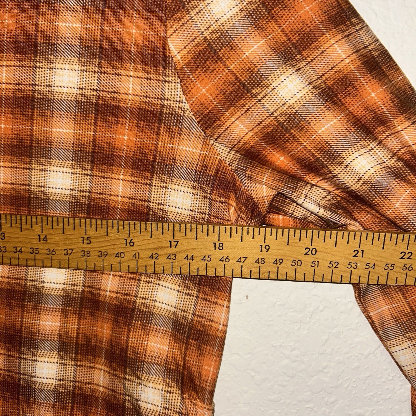 No Comment NY LA Orange Multicolor Polyester Spandex Long Sleeve Button Up XL