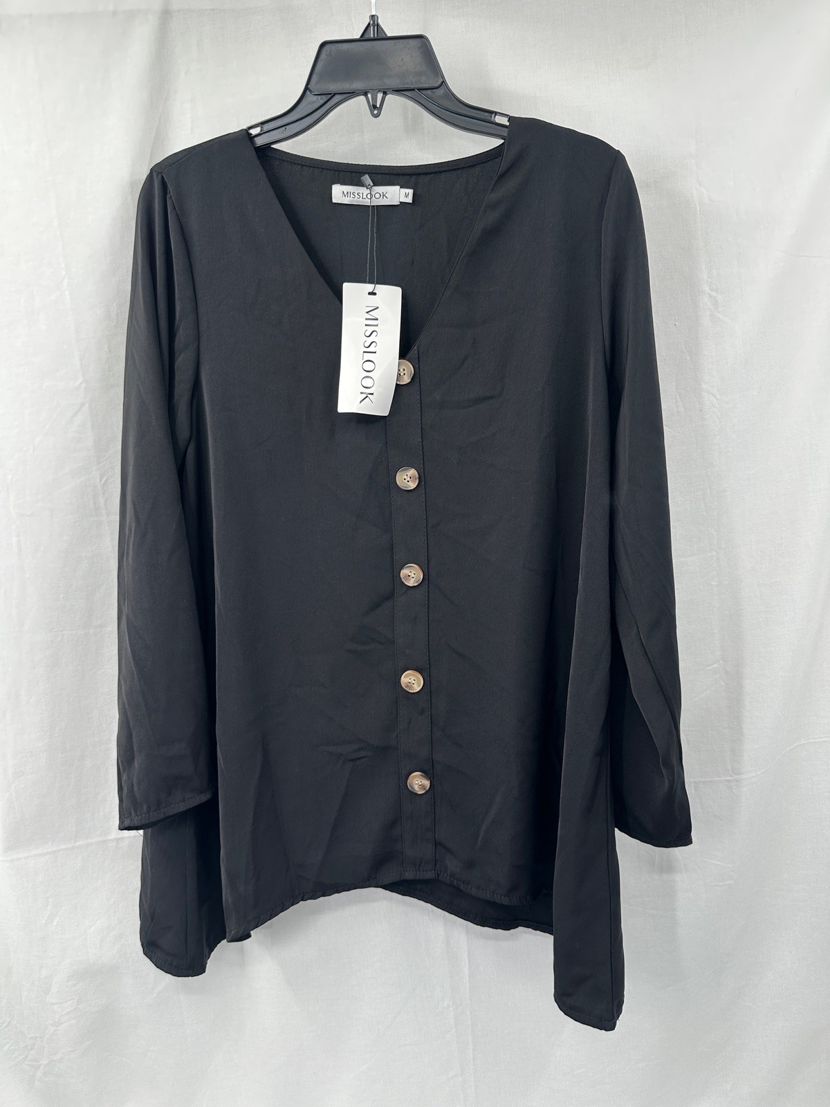 MissLook Adult Womens Medium Black Blouse New With Tag NWT