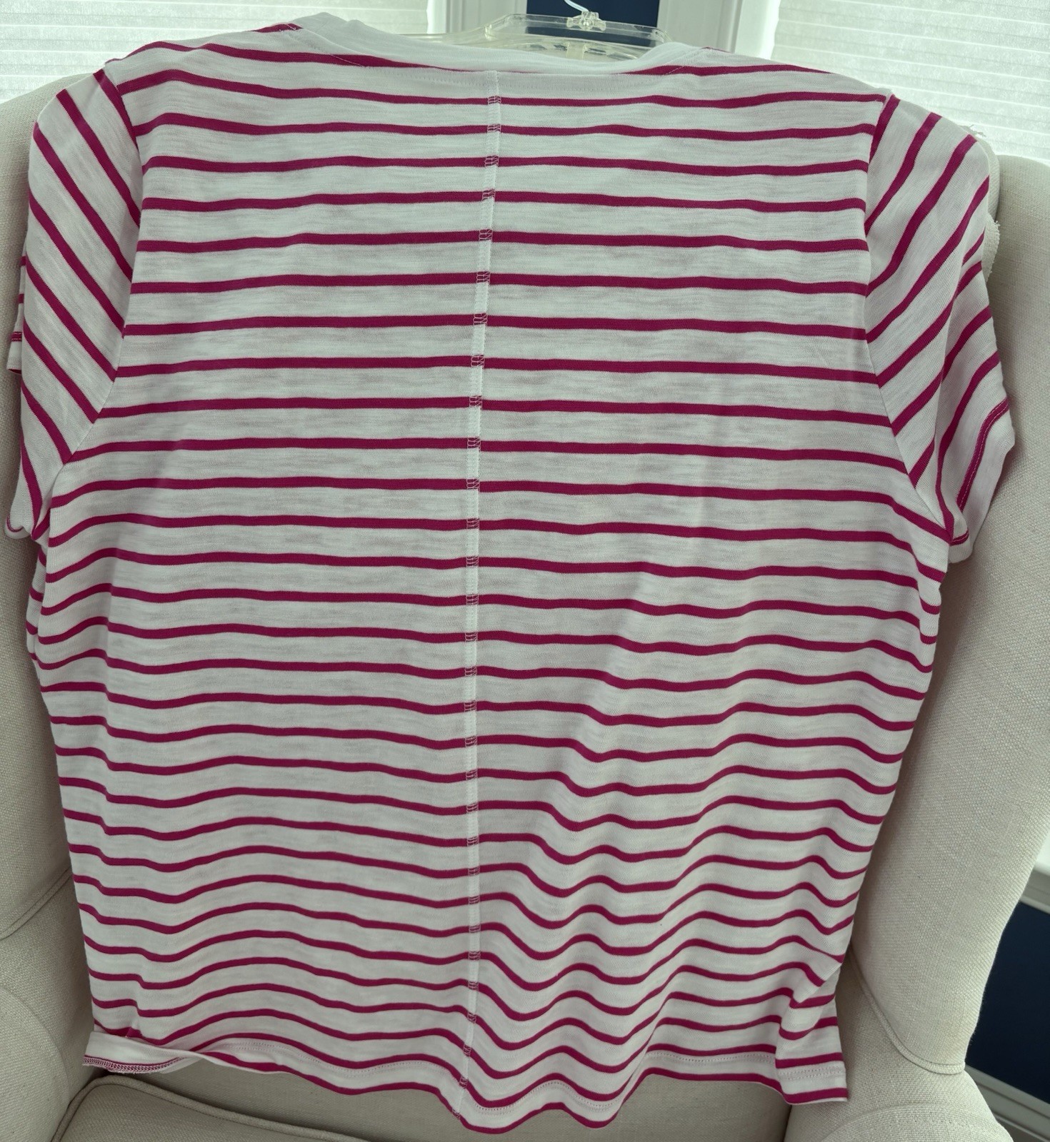 J Crew Girlfriend Tee Shirt Pink And White Stripes. Size XL. Excellent Condition