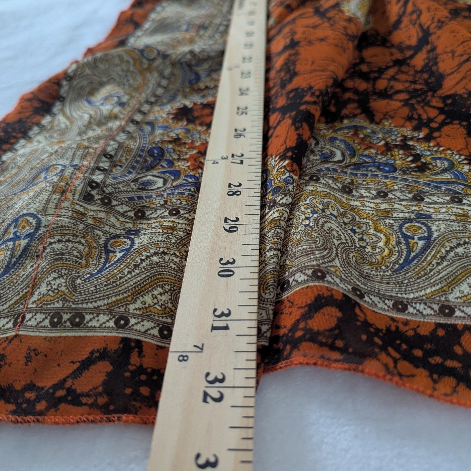 Colors of India Beach Cover Up Tunic Orange Paisley Cinch Waist Kimono Sleeve OS