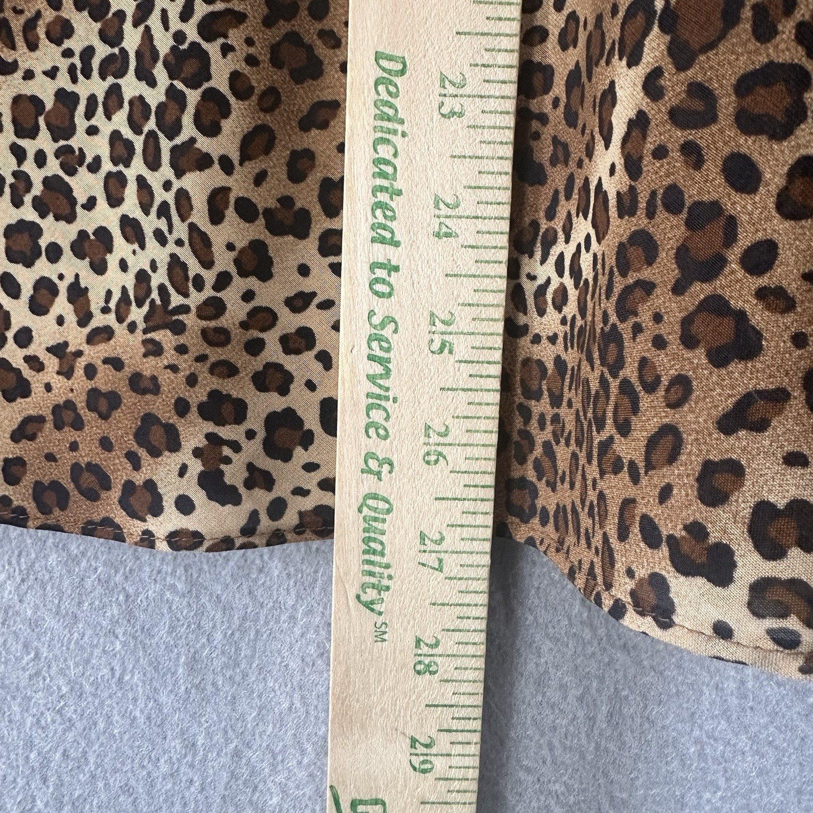 VTG Y2K 90s Leopard Print Sheer Top Sz 2X Bell Sleeve Tie Neck Mob Wife