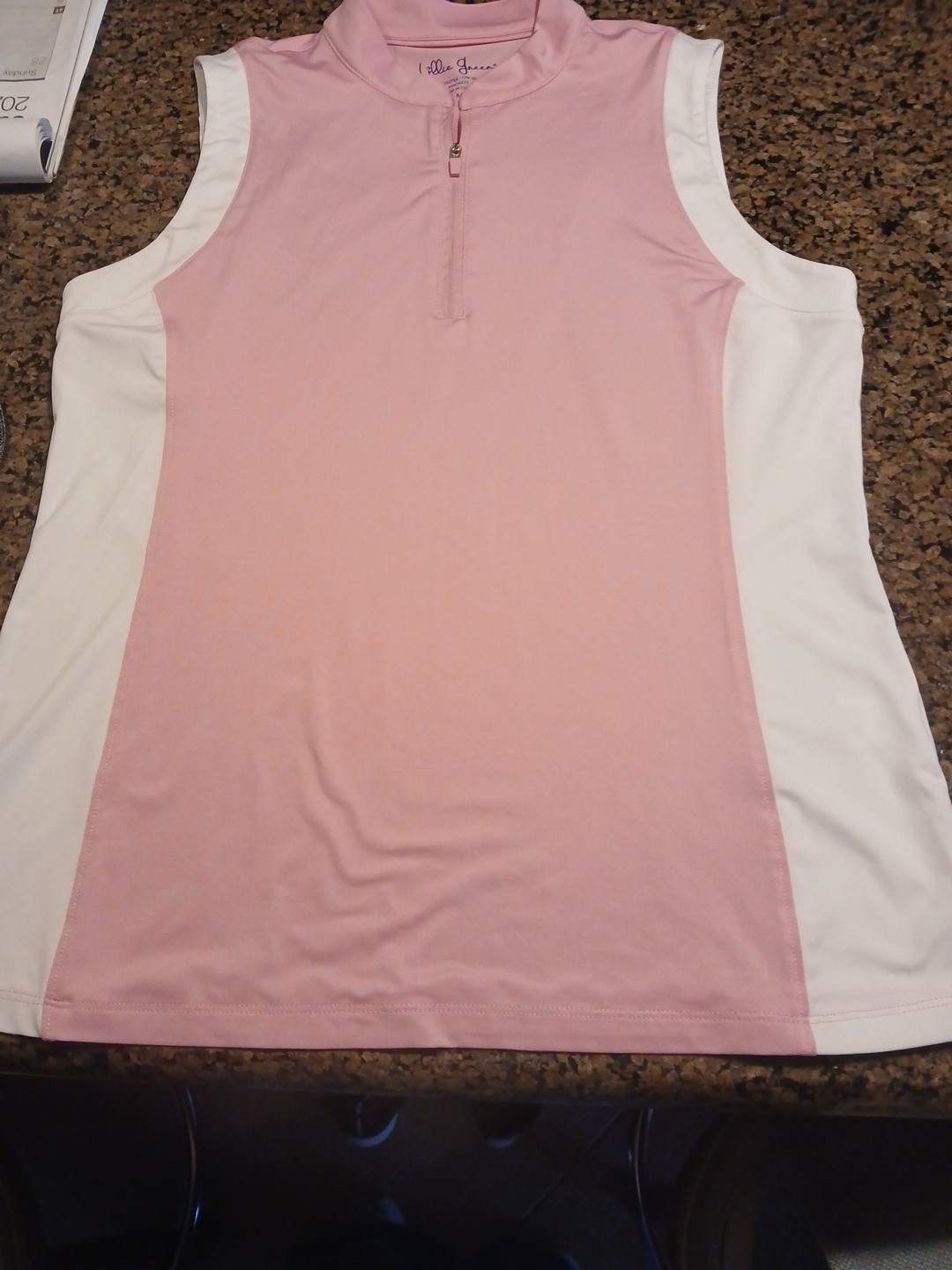 Lillie Green Women Teen Pink Tank Top Size M Athletic Sport Active Blouse Zip