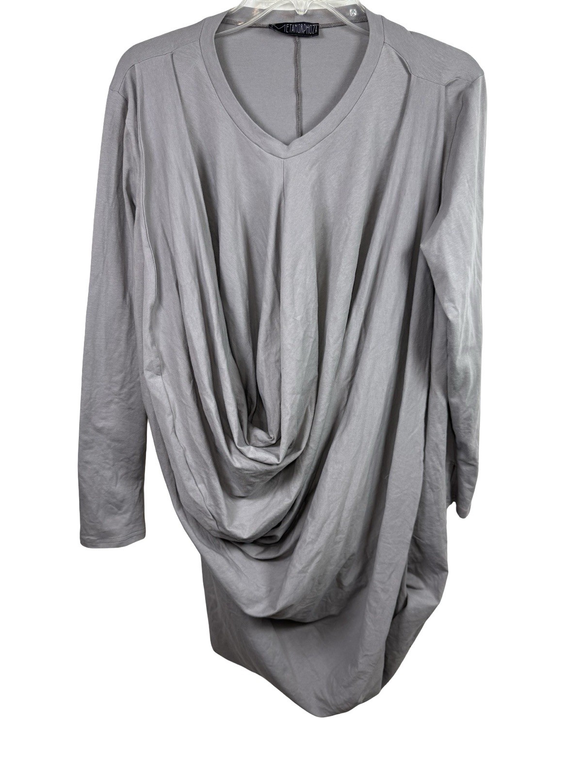 Metamorphoza Gray Avant Garde Asymmetrical Draped Tunic Top Lagenlook Oversized