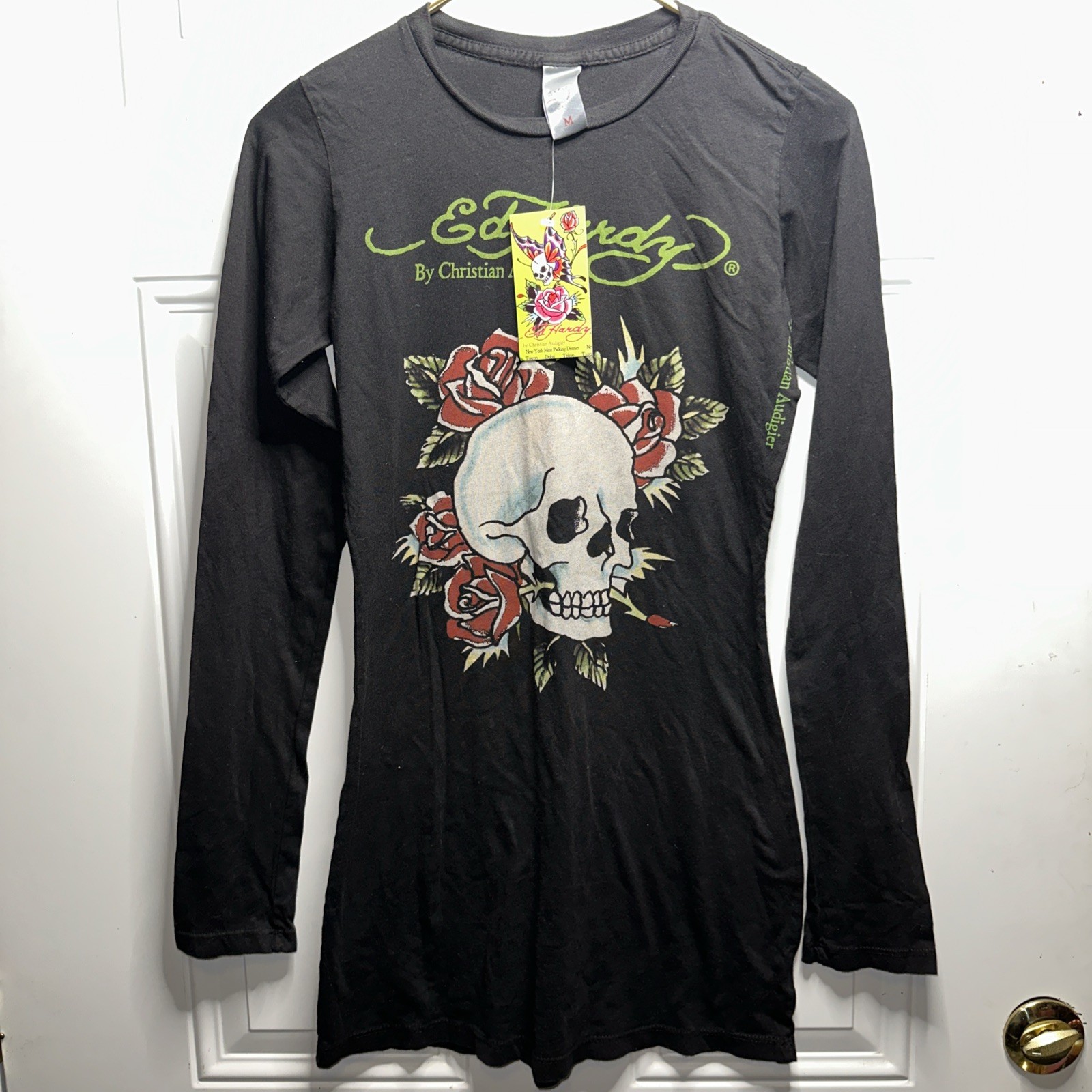 Vintage Ed Hardy By Christian Audigier Shirt Medium Skull & Rose NWT Y2K
