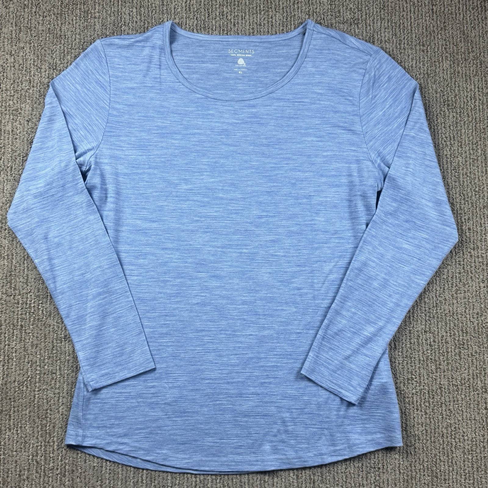 Segments Women XL 100% Merino Wool Baselayer Shirt Long Sleeve Blue