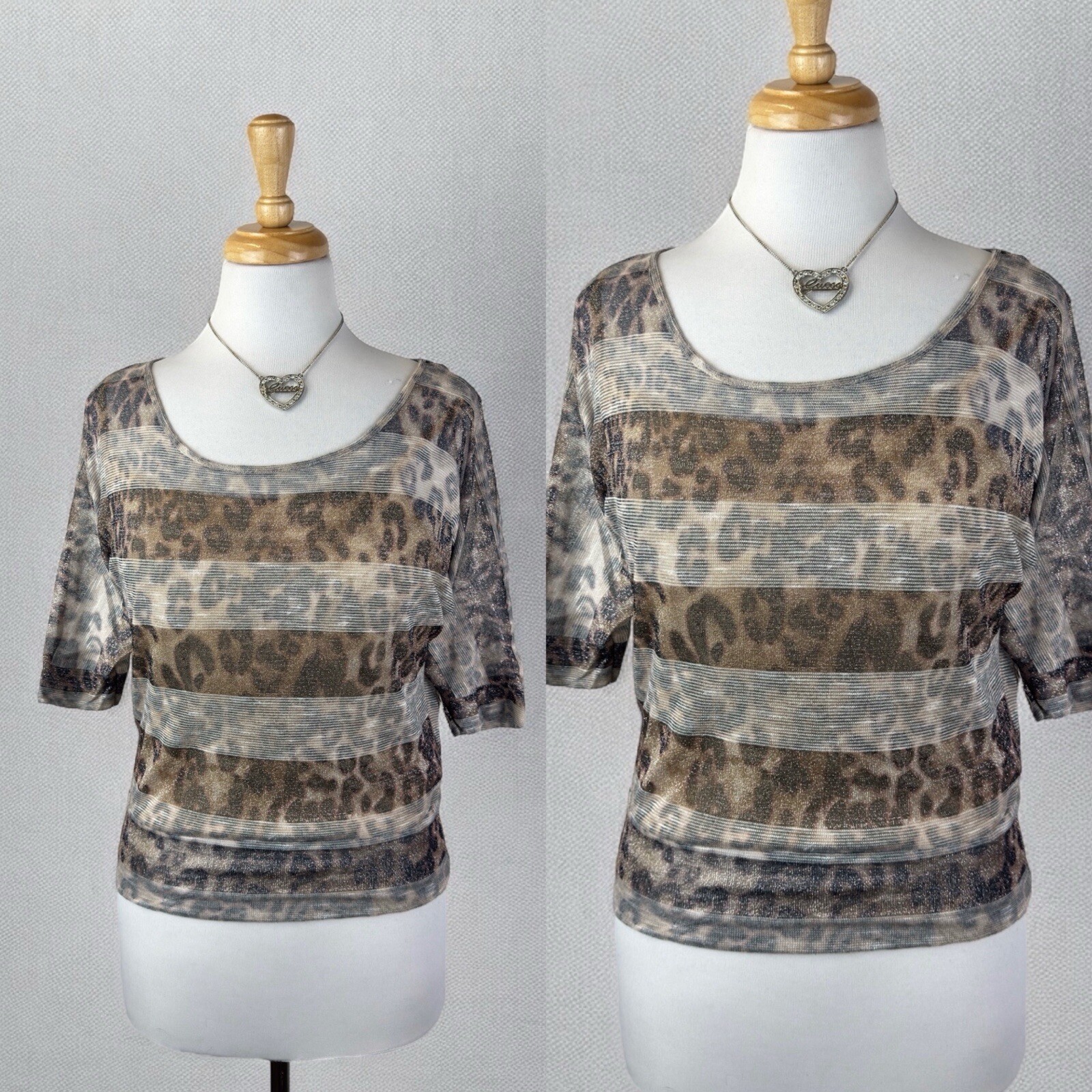 Mesh Sheer Animal Print Leopard Top Sexy Y2K Glam Summer Punk Grunge Size Small