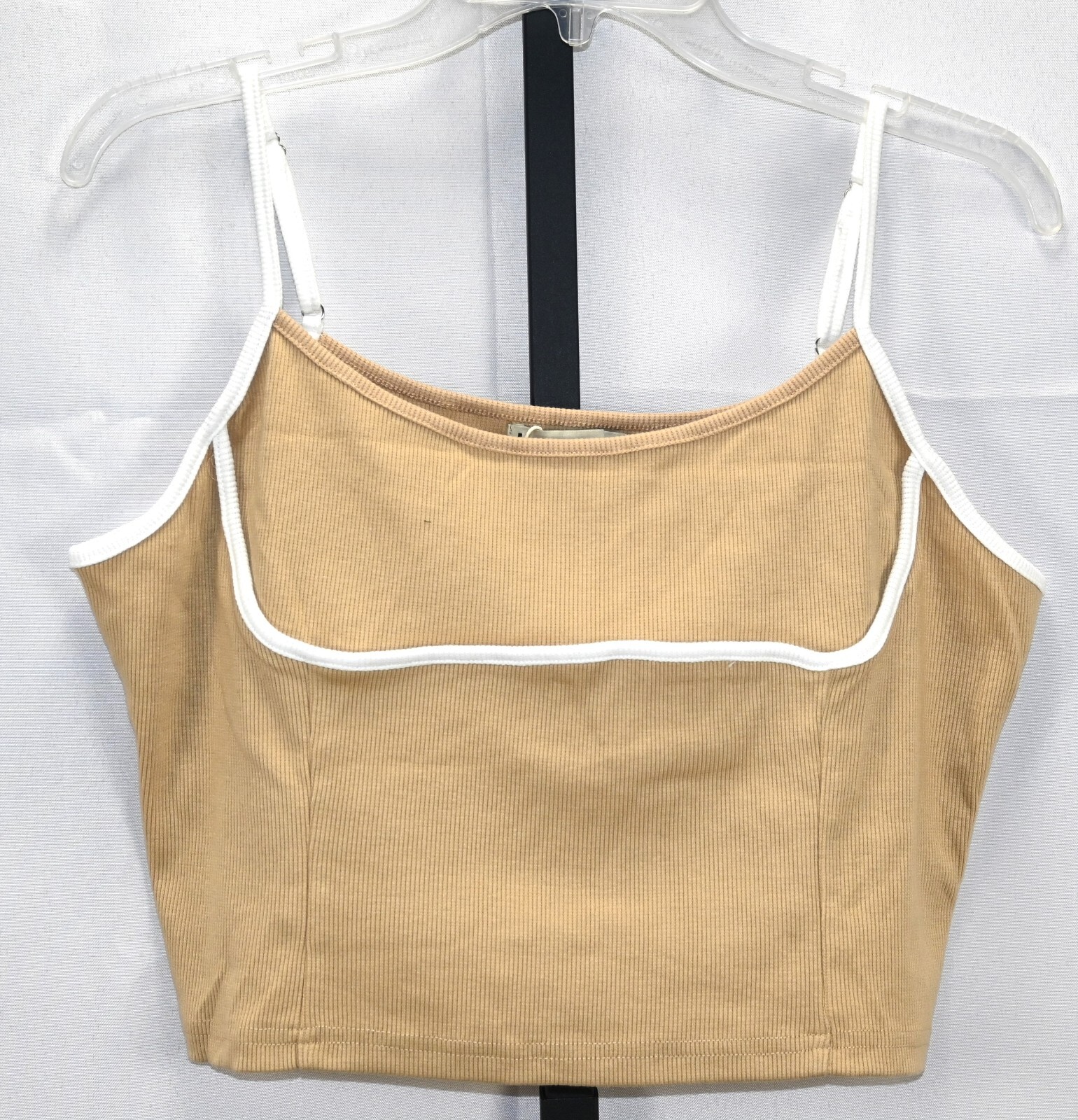 Luvamia Cropped Tan & White Tank NWT Size XL Polyester Cotton Elastane