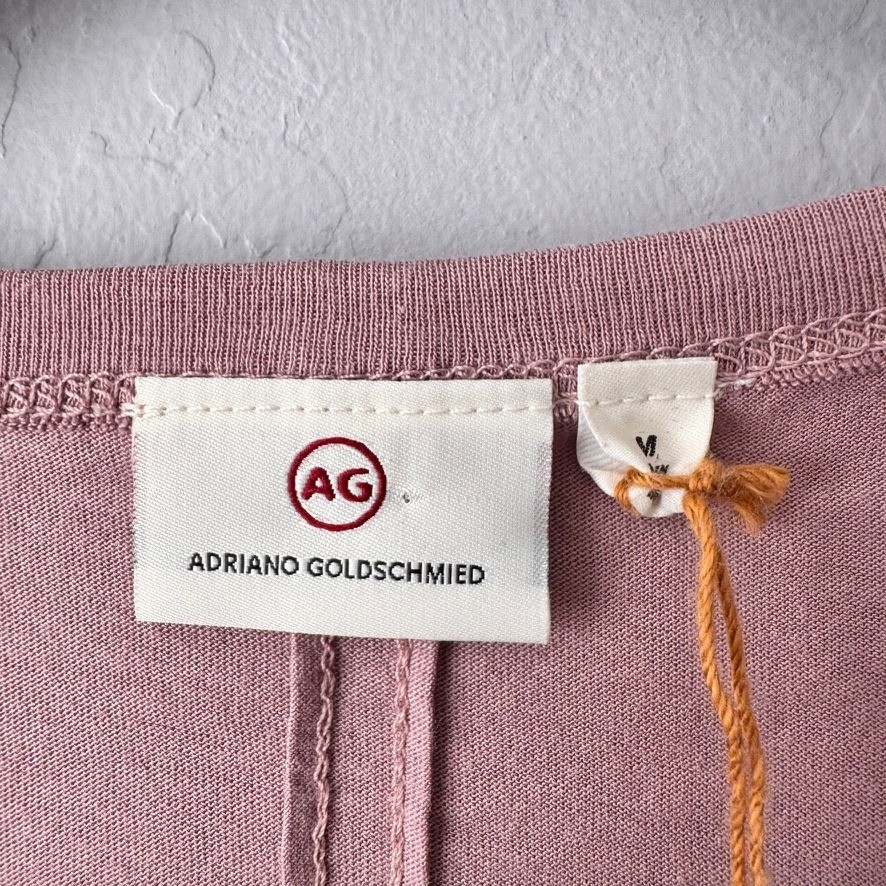 NWT AG Adriano Goldschmied Medium TShirt Rose Pink Short Sleeve Deep VNeck Seam