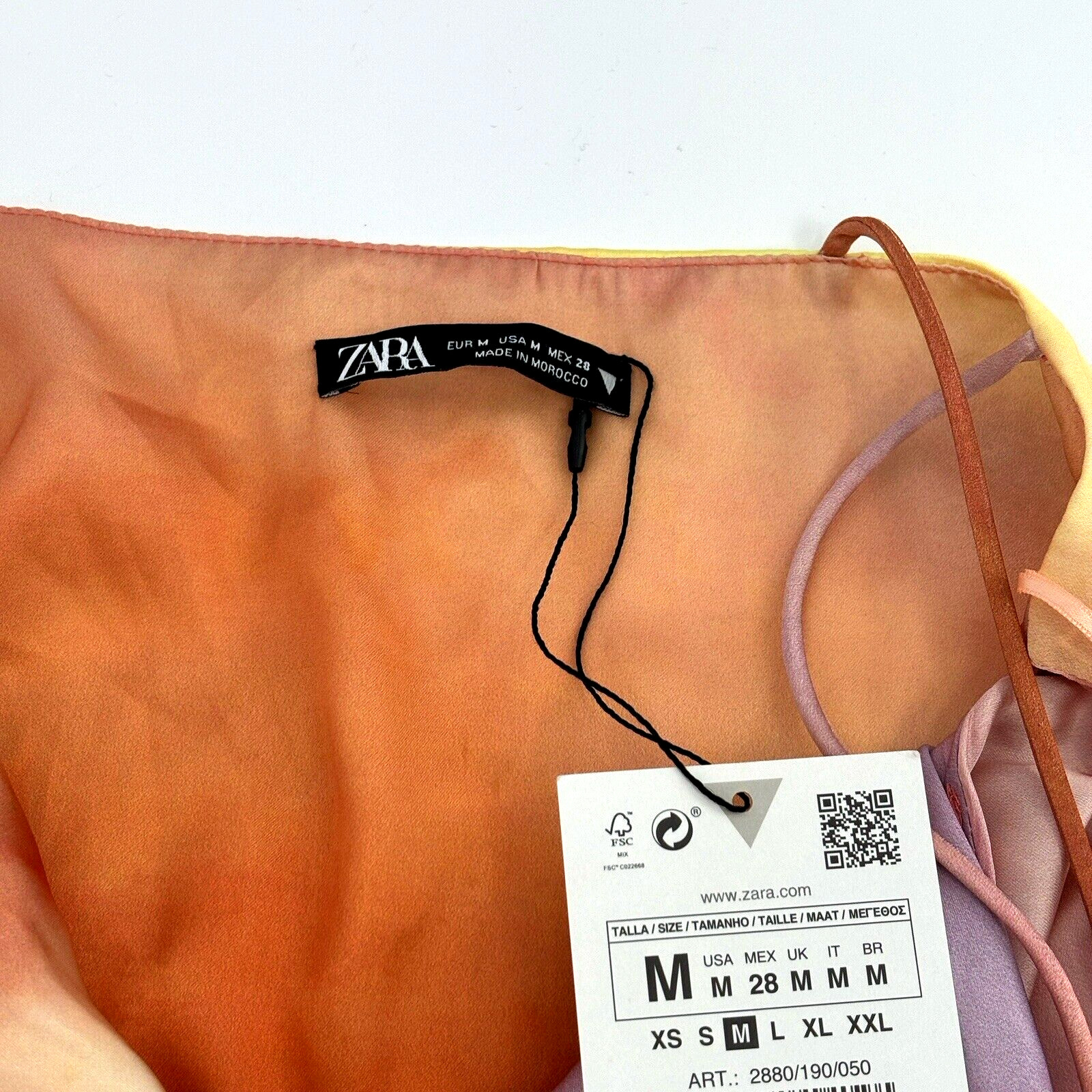 NWT Zara Asymmetric Purple Pink Ombre Print Top Spaghetti Straps Women’s Medium