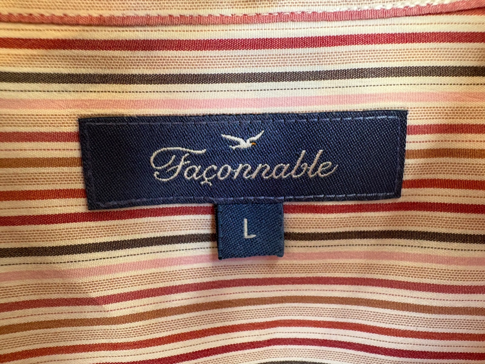 Façonnable Shirt Top Blouse Women’s Large Stripes LS Cotton Blend Logo Pocket