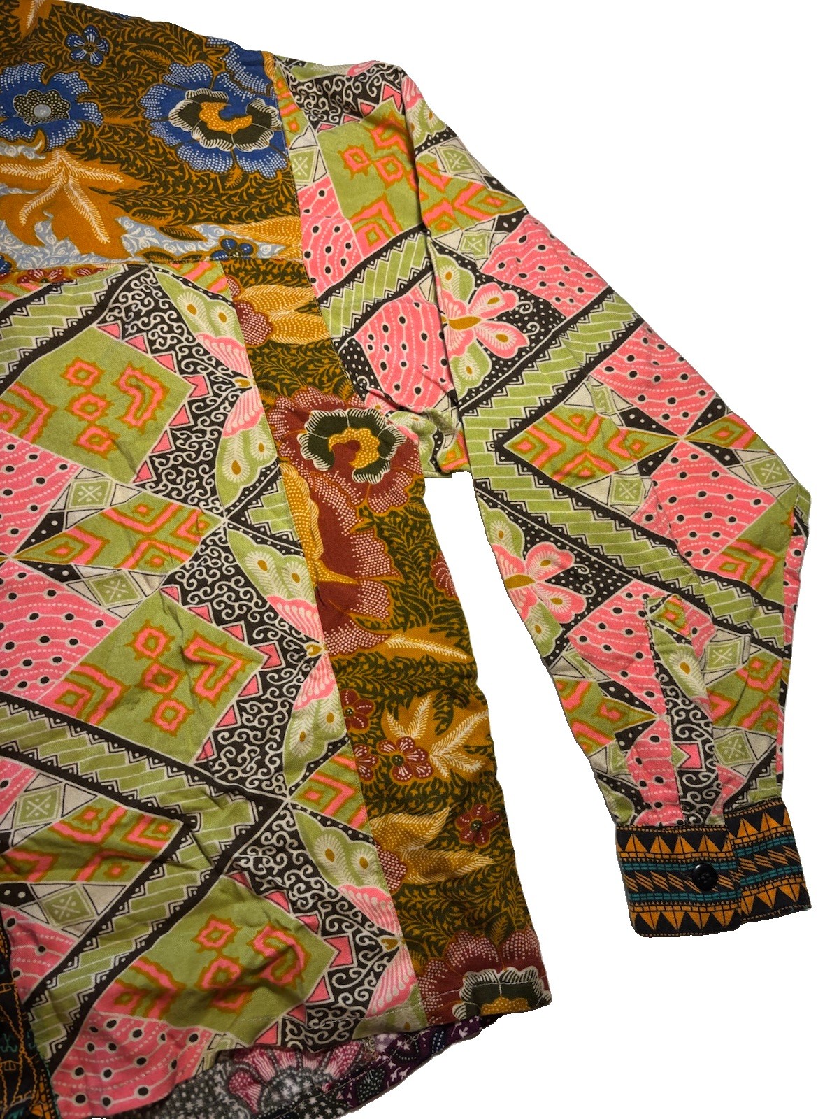 Vtg Together! 80s 90s Mixed Patchwork Print Blouse Shirt Womens M Hippie Floral