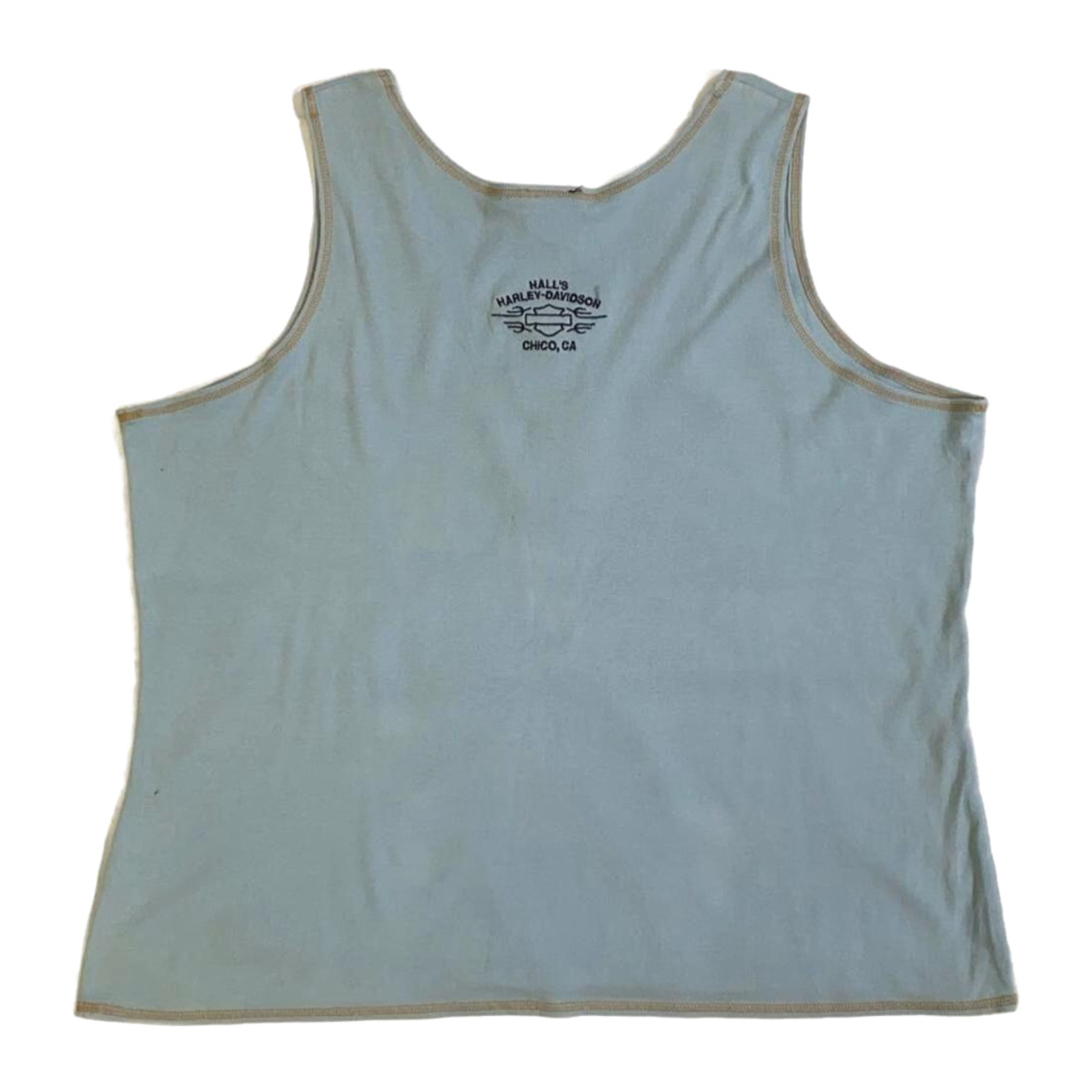 Harley Davidson Women’s Contrast Stitch Keyhole Neckline Tank Top Powder Blue2XL