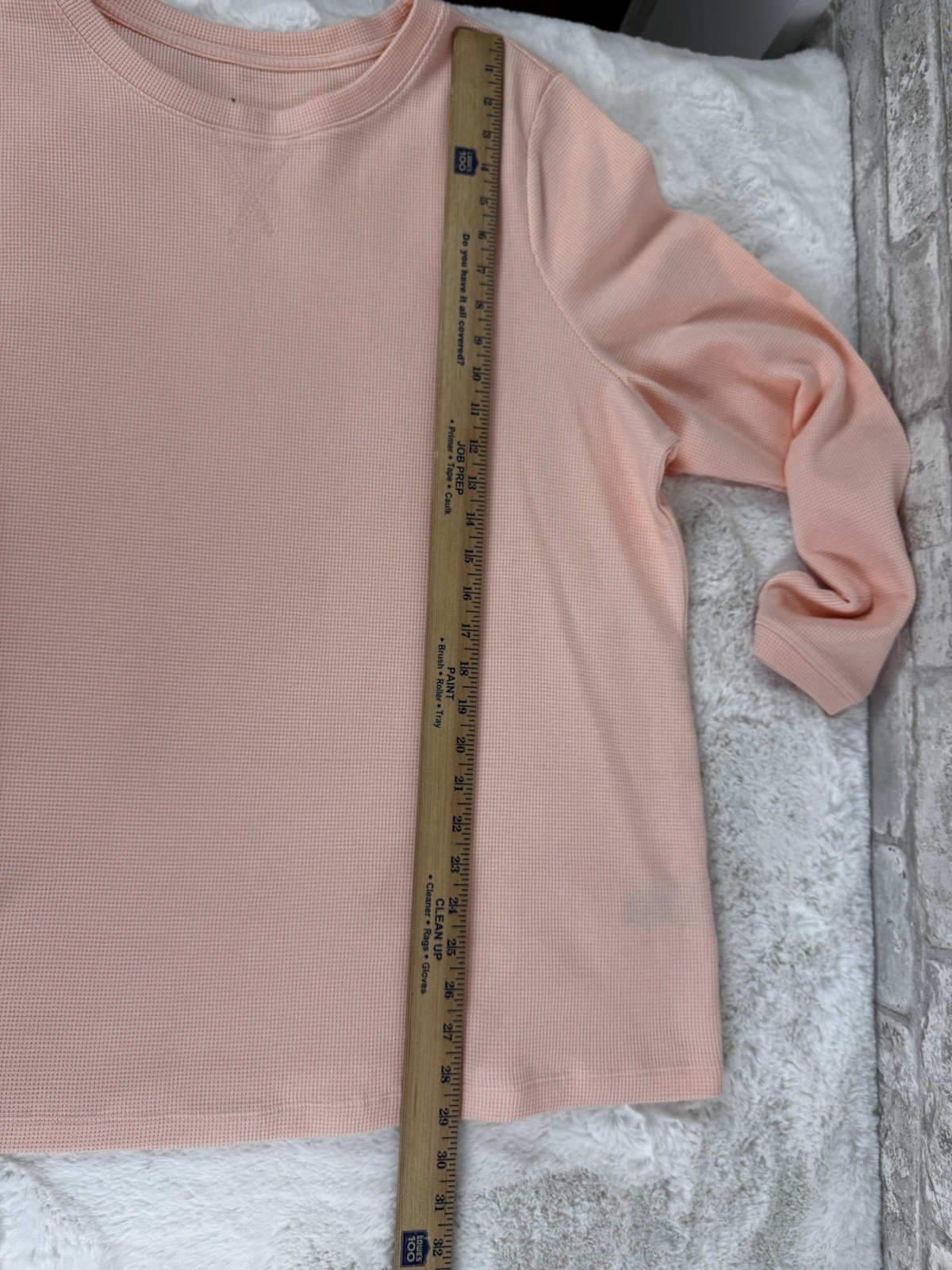 Denim & Co Essentials Soft Waffle Knit Popover Top Size 2x Peach