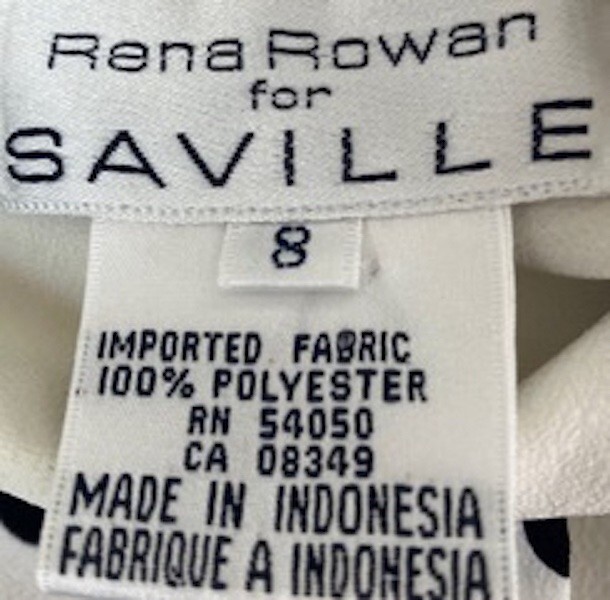 Rena Rowan For Saville Black Polka Dotted Blouse. Size 8