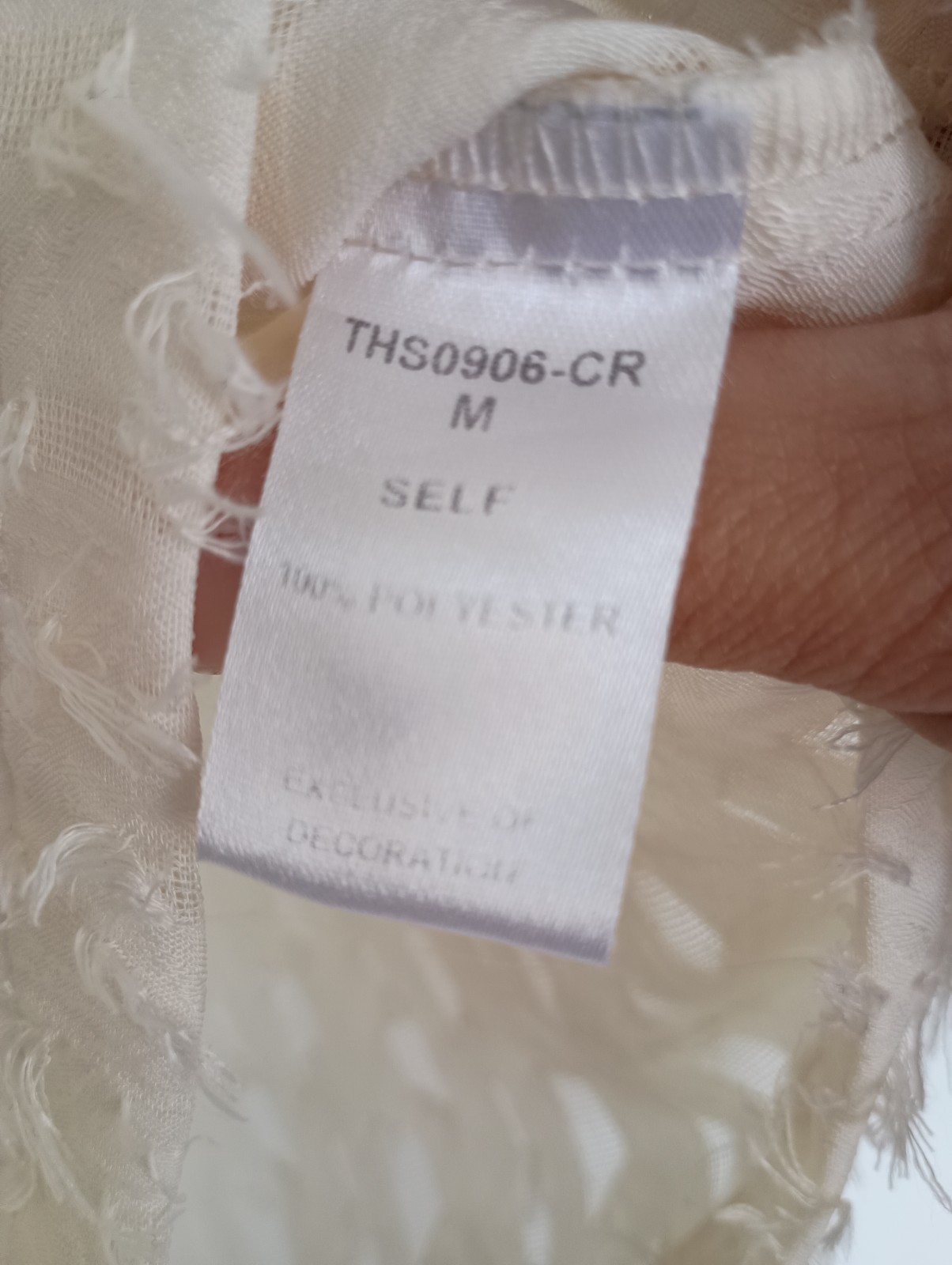 THML Blouse Ivory Textured Sleeveless Ruffle Fringe Button Round Neck M