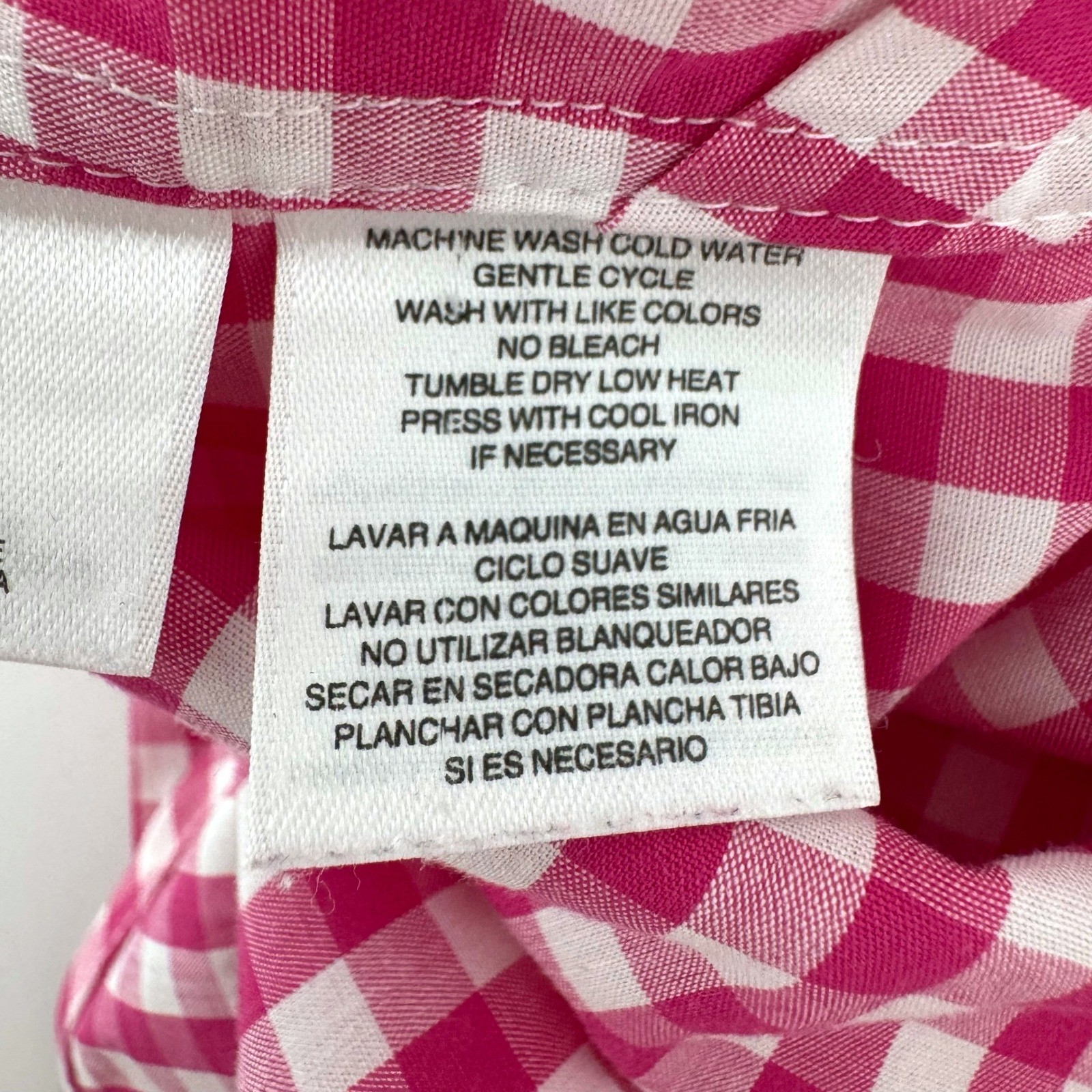Jones New York Signature Woman Pink Gingham Button Down Shirt Plus Size 2X
