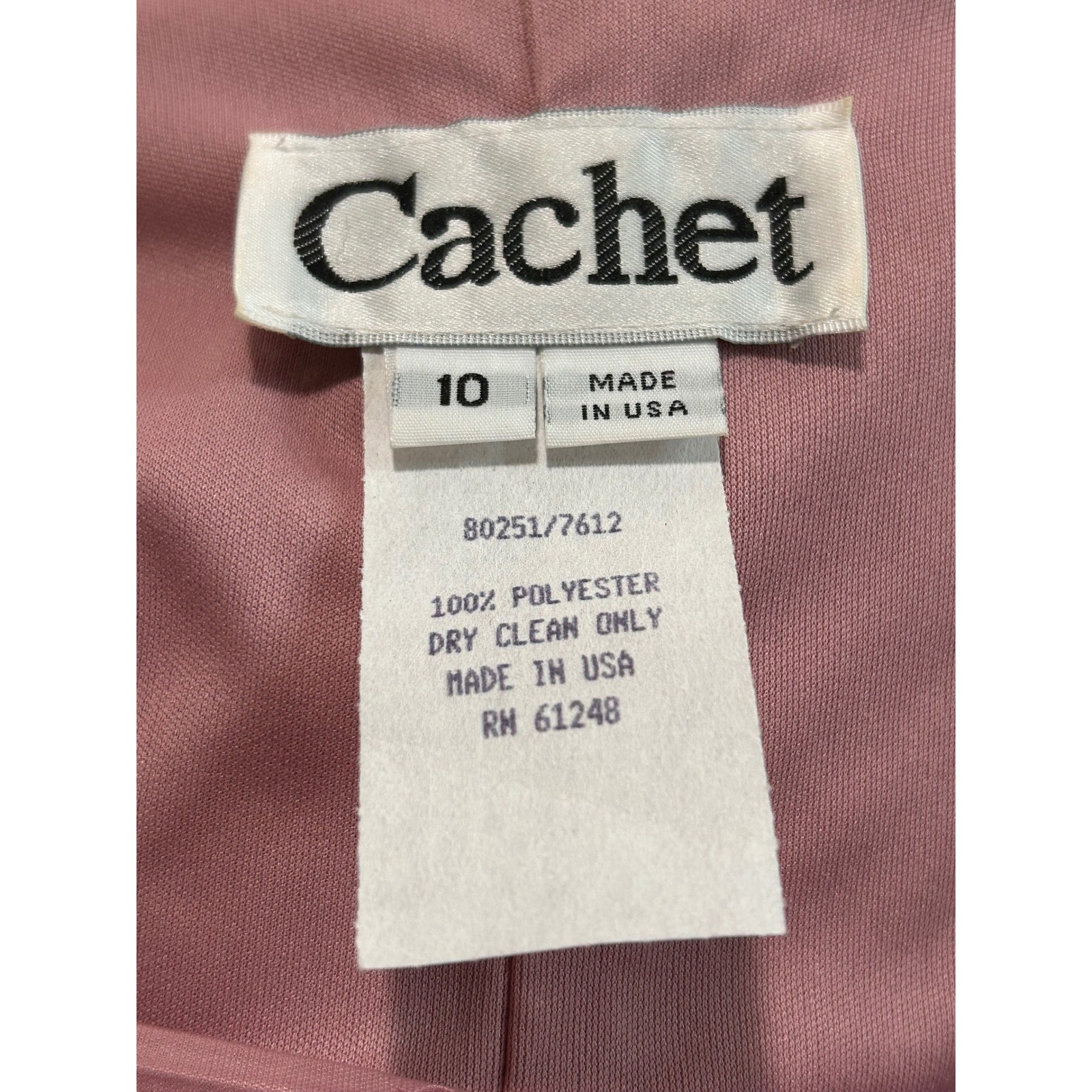 Cachet Women Pink Pleated Rosette Portrait Neck Blouse Short Sleeve Top Size 10