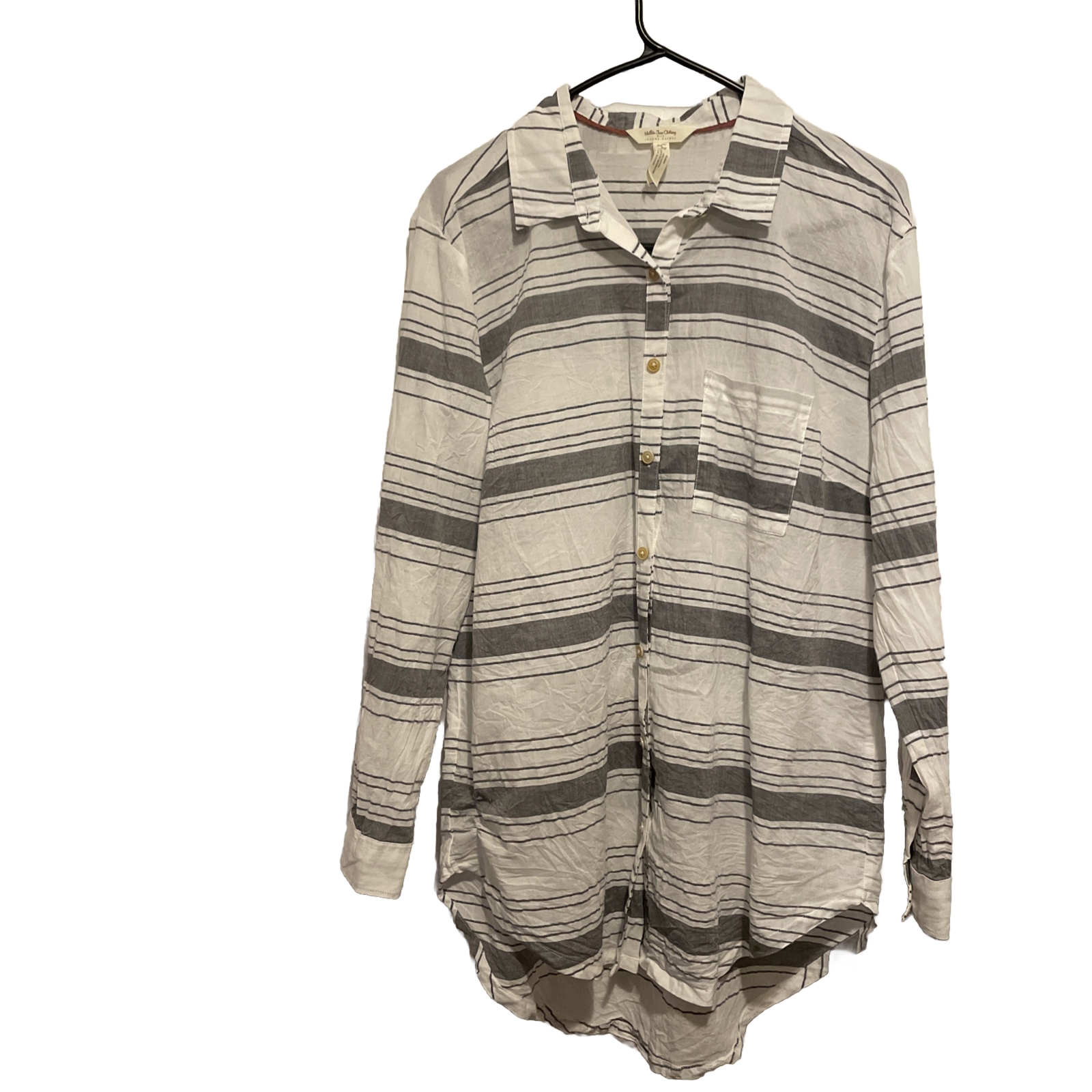 Matilda Jane Joanna Gaines MADE READY TOP Sz S Button Up Cotton Striped Blk/Wht