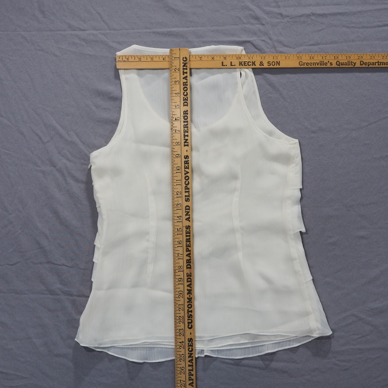 Andrea Behar Boston Proper Tank Top Women 6 White Boho Layered Ruffle Lagenlook