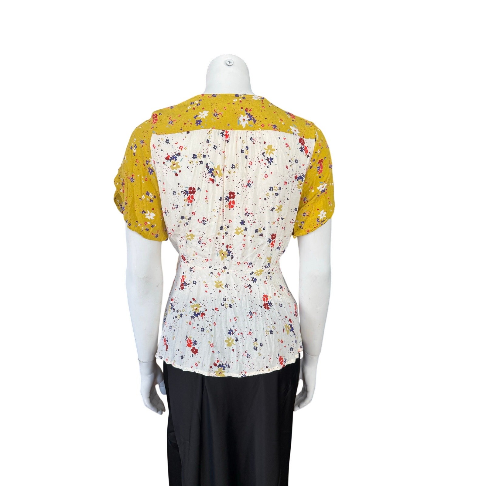 Meadow Rue by Anthropologie Blouse Women’s 14 Floral Short Sleeve Wrap