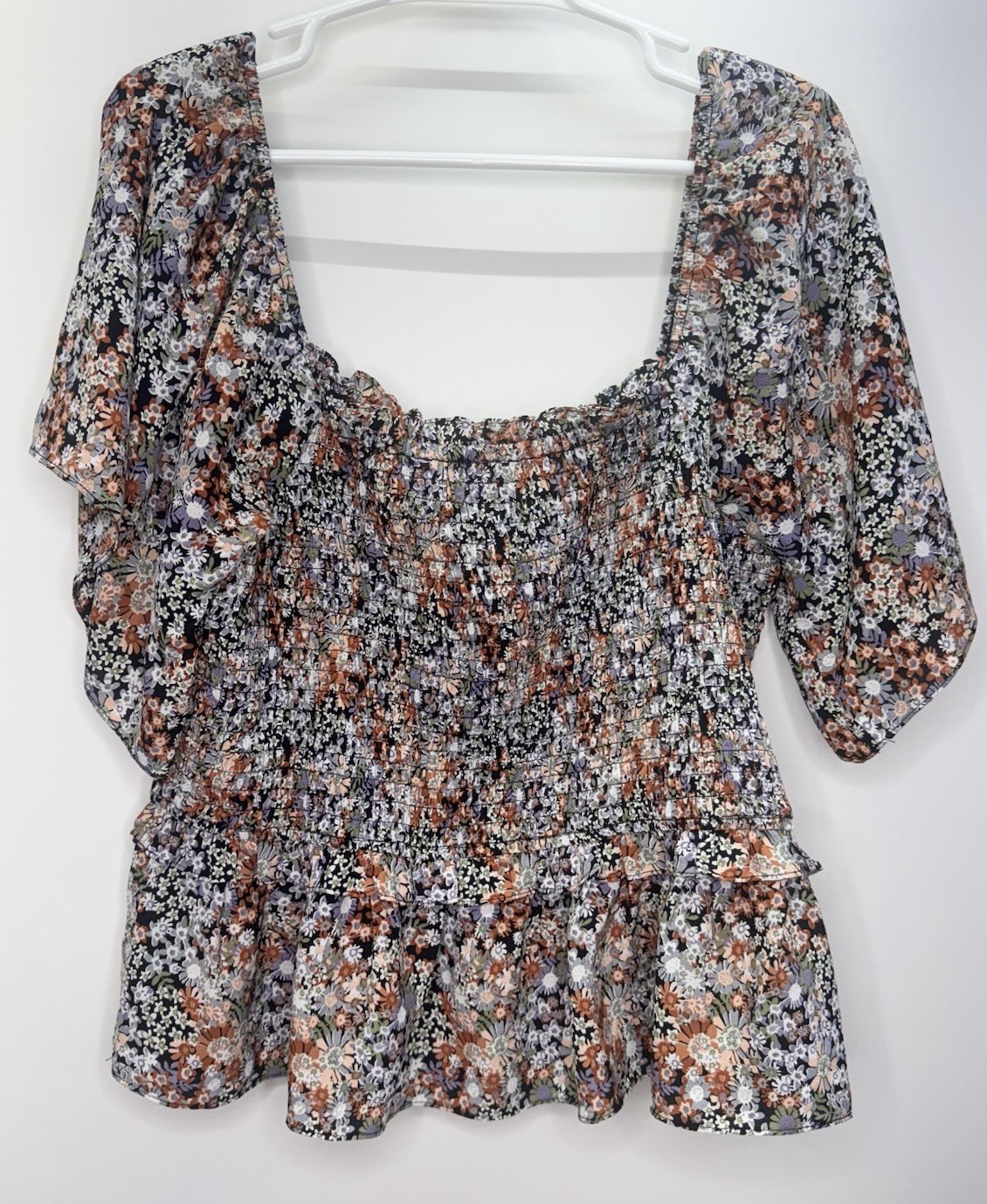 Arula Smocked Floral Peasant Top Prairie Cottagecore Festival Women’s 2X B