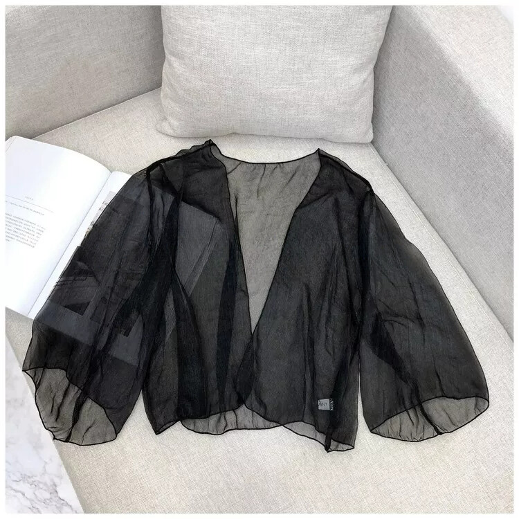 Lady Kimono Open Cardigan Sheer See Through Jacket Mesh Casual Coat Shrug Bolero