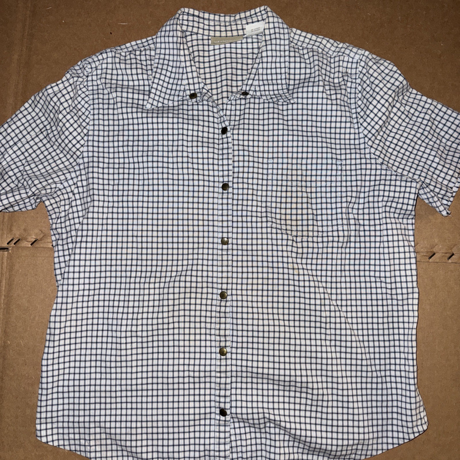 Liz Claiborne Lizwear Shirt Large Short Sleeve Button Up Cotton