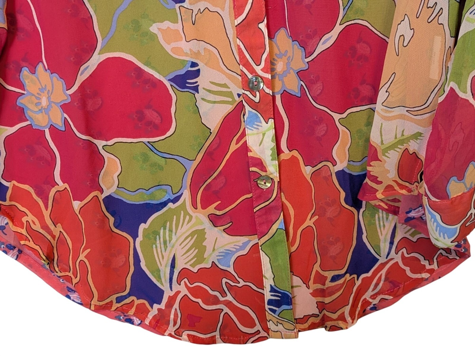 Figueroa & Flower Coral Floral Sheer Chiffon Tunic & Tank Medium NWT Boho Beach