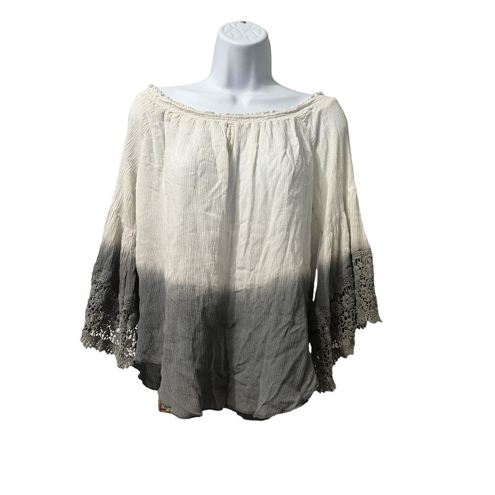 Anthropologie Muche et Muchette Jolie Off the Shoulder Cream Ombre Top Sz M/L