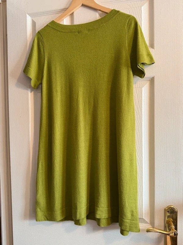 Monsoon Lime Green Wool Blend Tunic Top UK 22 Soft Knit Short Sleeve