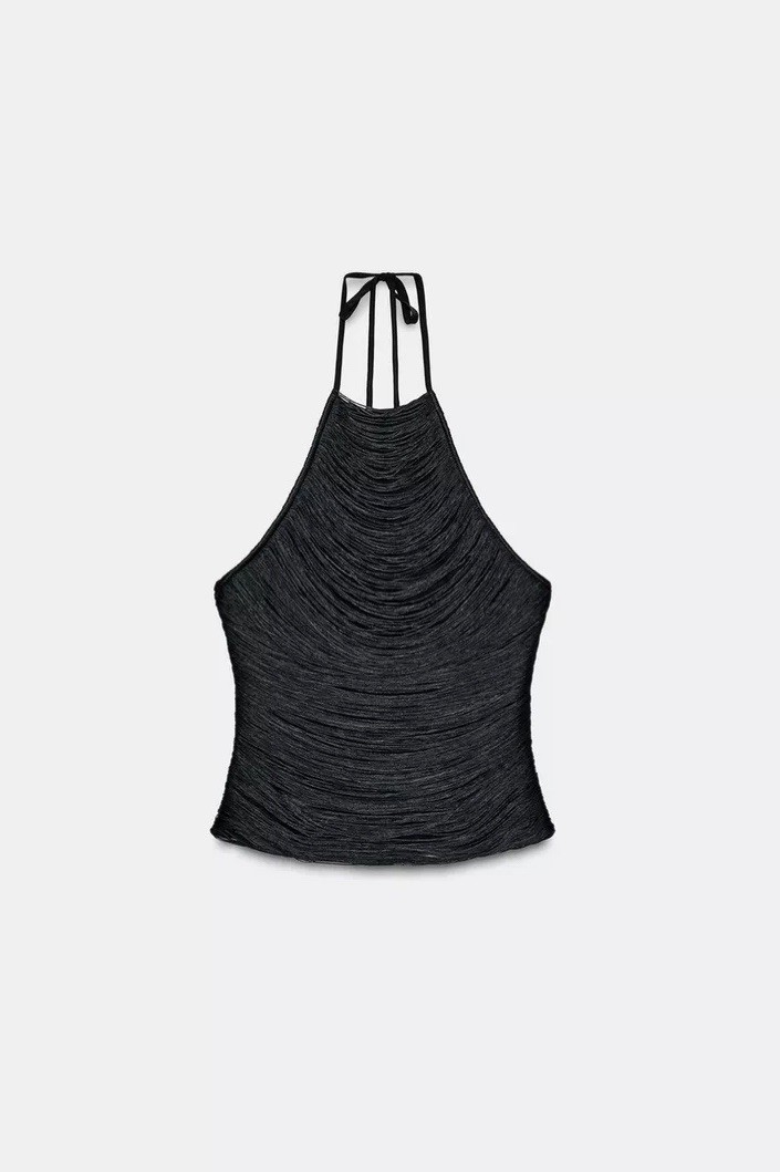 ZARA FRINGED HALTER TOP SZ S,M,LBlack 4772/101/800