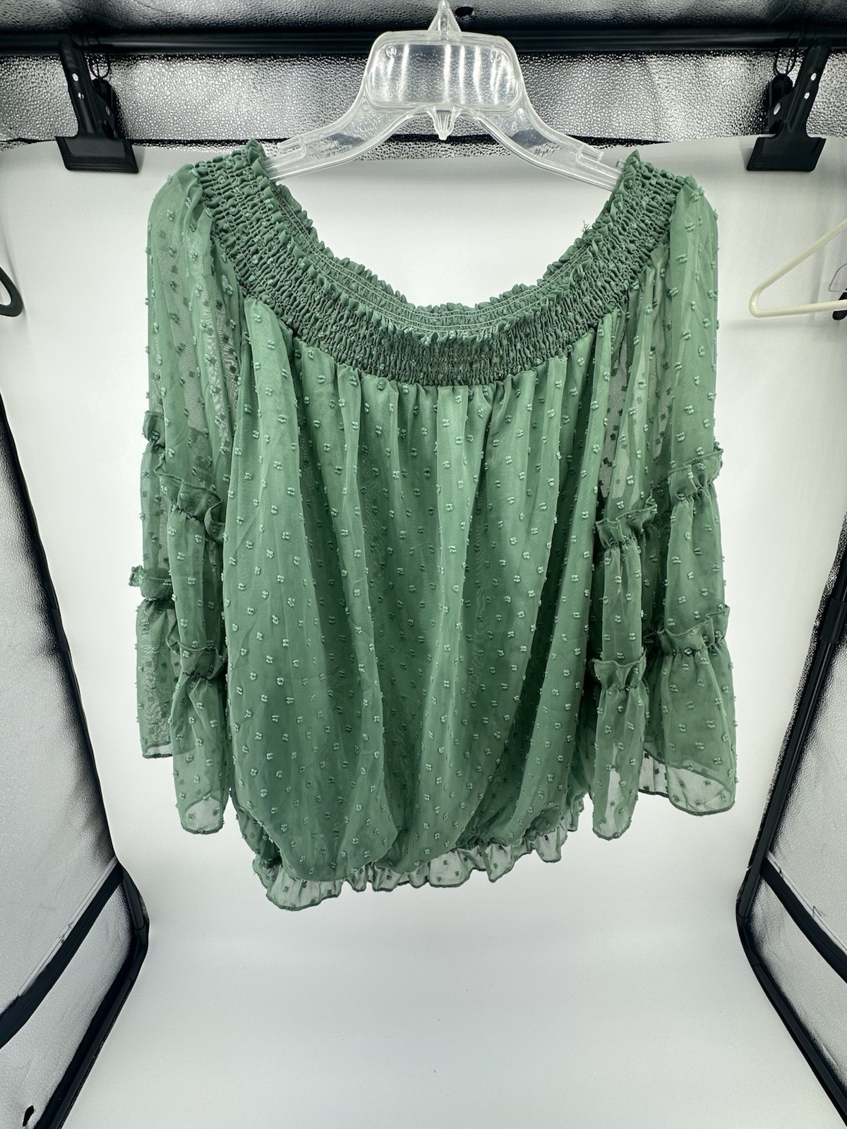 Women’s Green Ninexis 3/4 Sleeve Blouse Size XL Round Neck