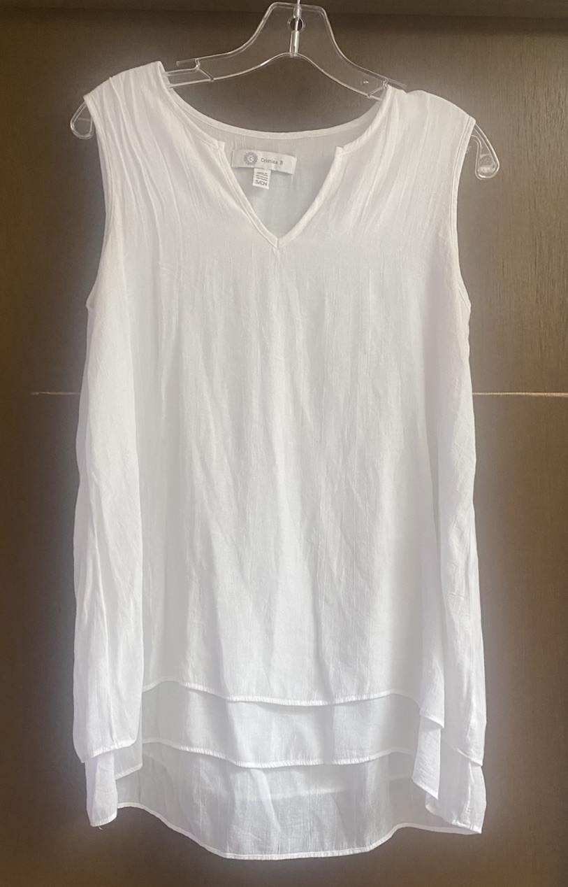 Cristina B White Tank Blouse Size S