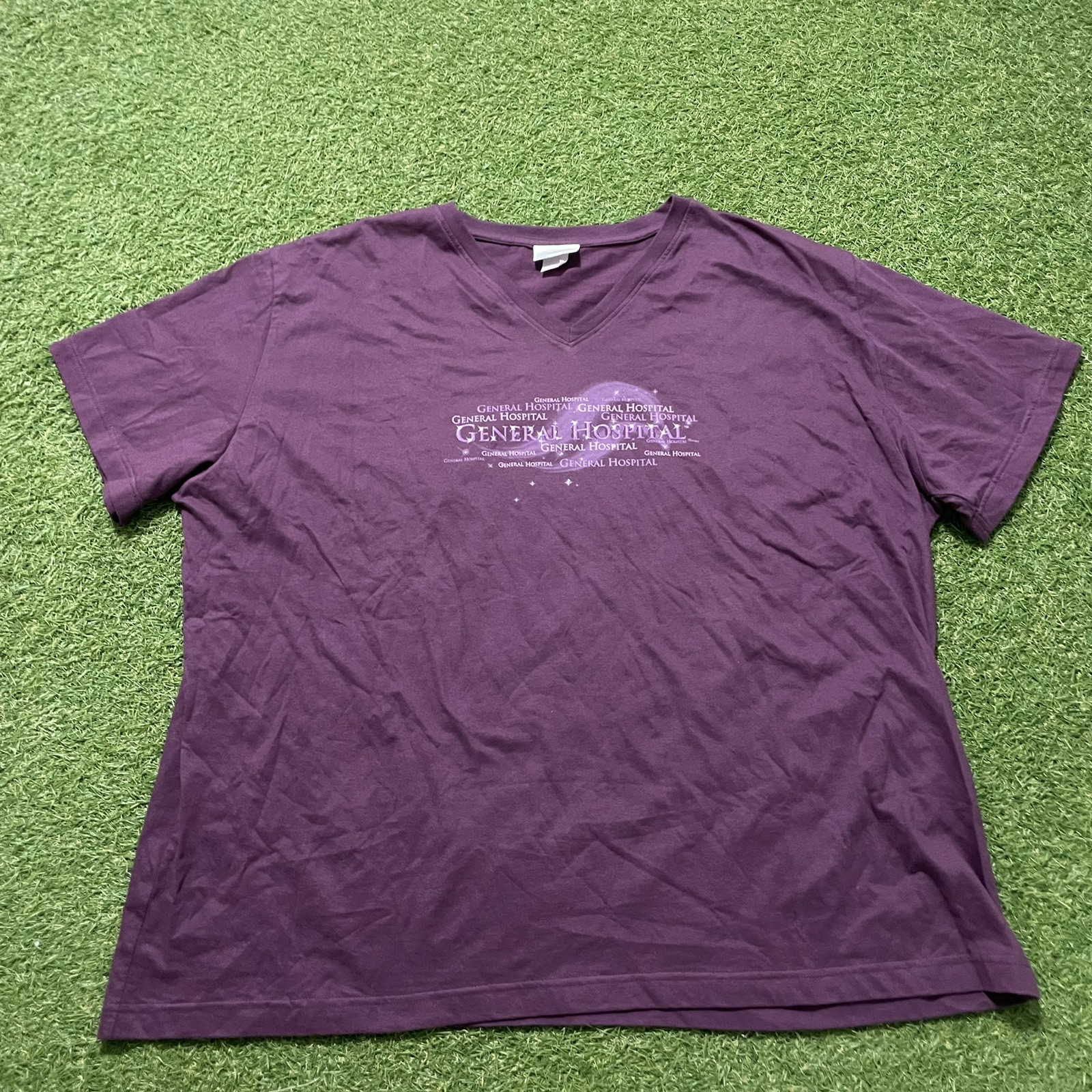 Vintage General Hospital Soap Disney Shirt V Neck Women’s 3XL Tee Purple Promo