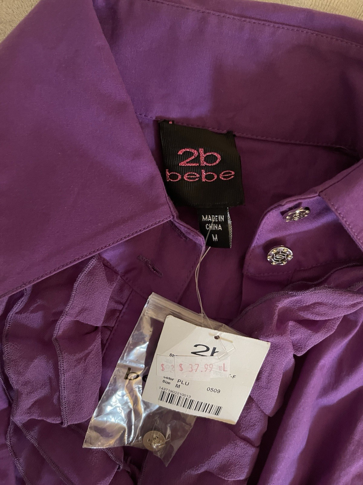 Bebe 2B Women’s Purple Top Size M Brand New With Tags 100 % Authentic