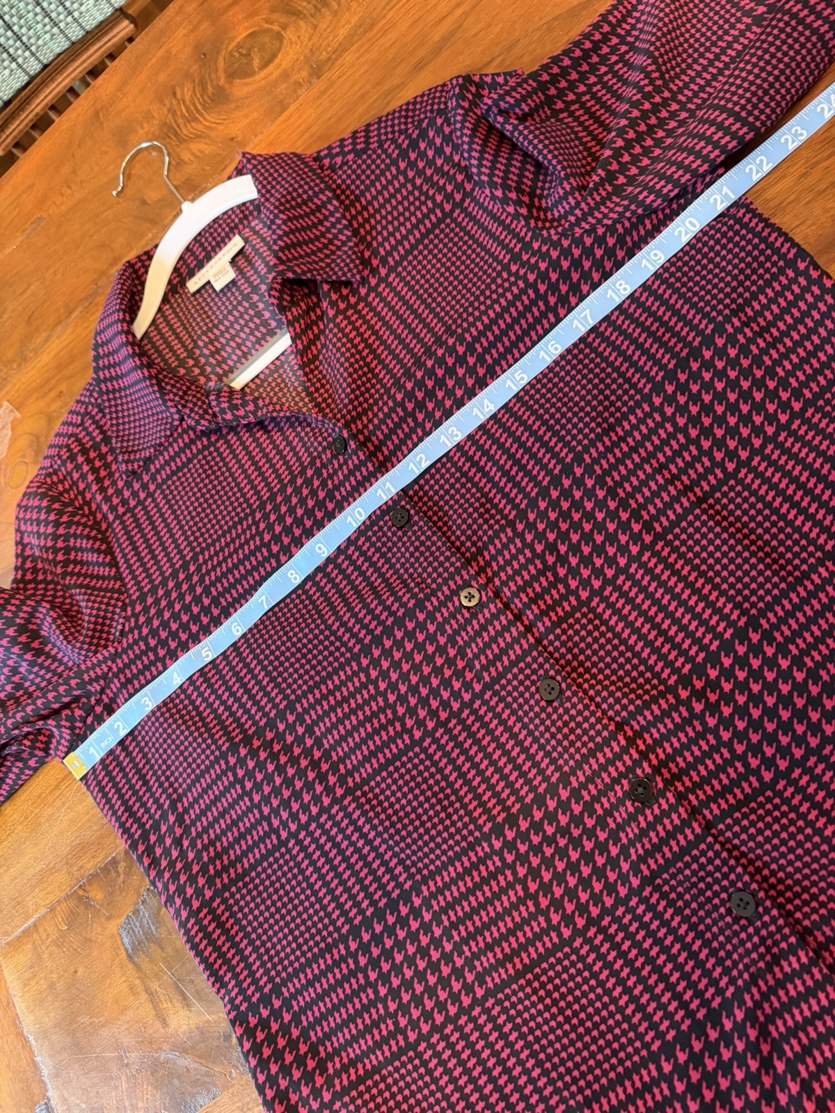 Appleseeds, Size 12 Button Front Shirt, Black & Deep Magenta
