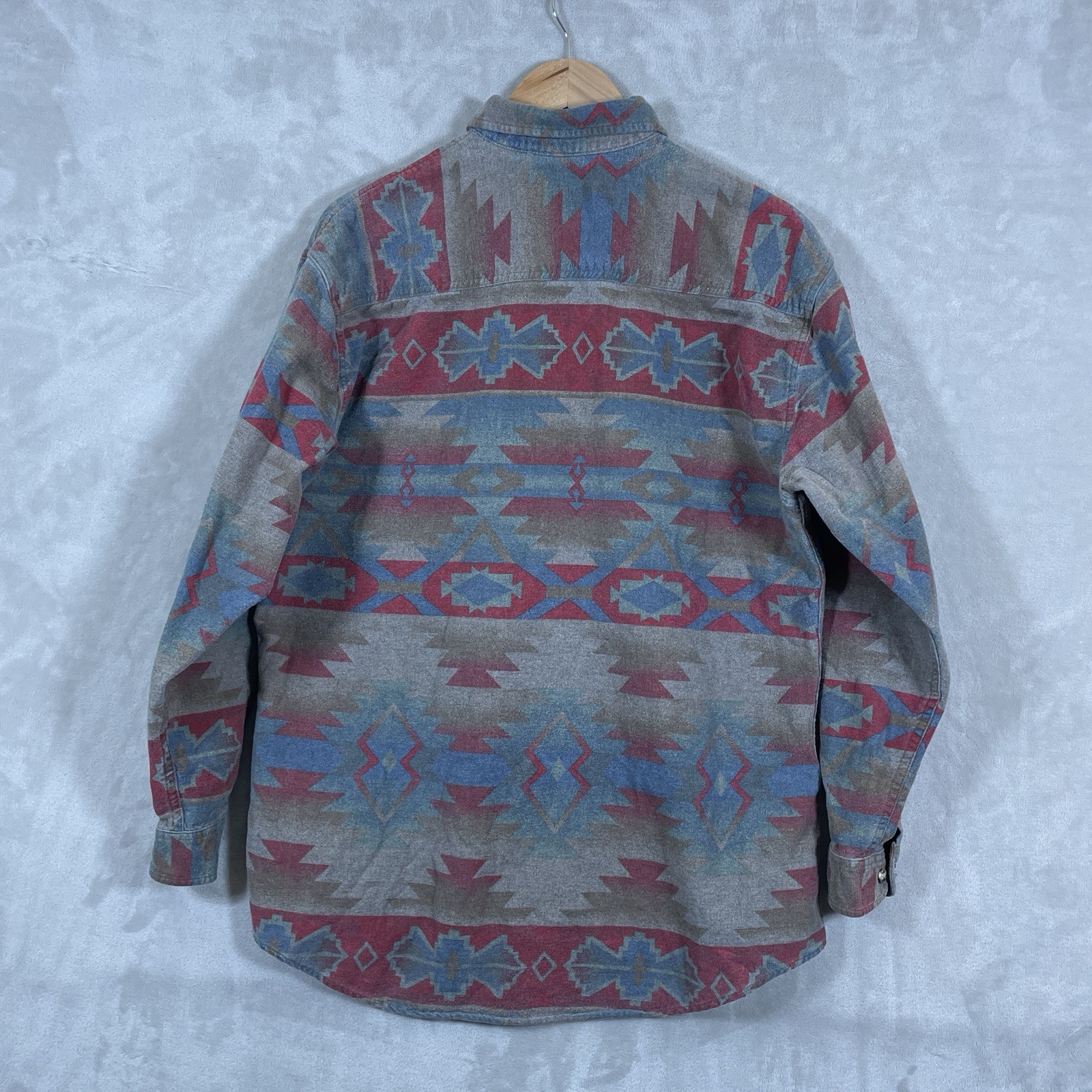 Vtg Cabellas Aztec Western Shirt Womens Large Desert Southwest Navajo AOP Button