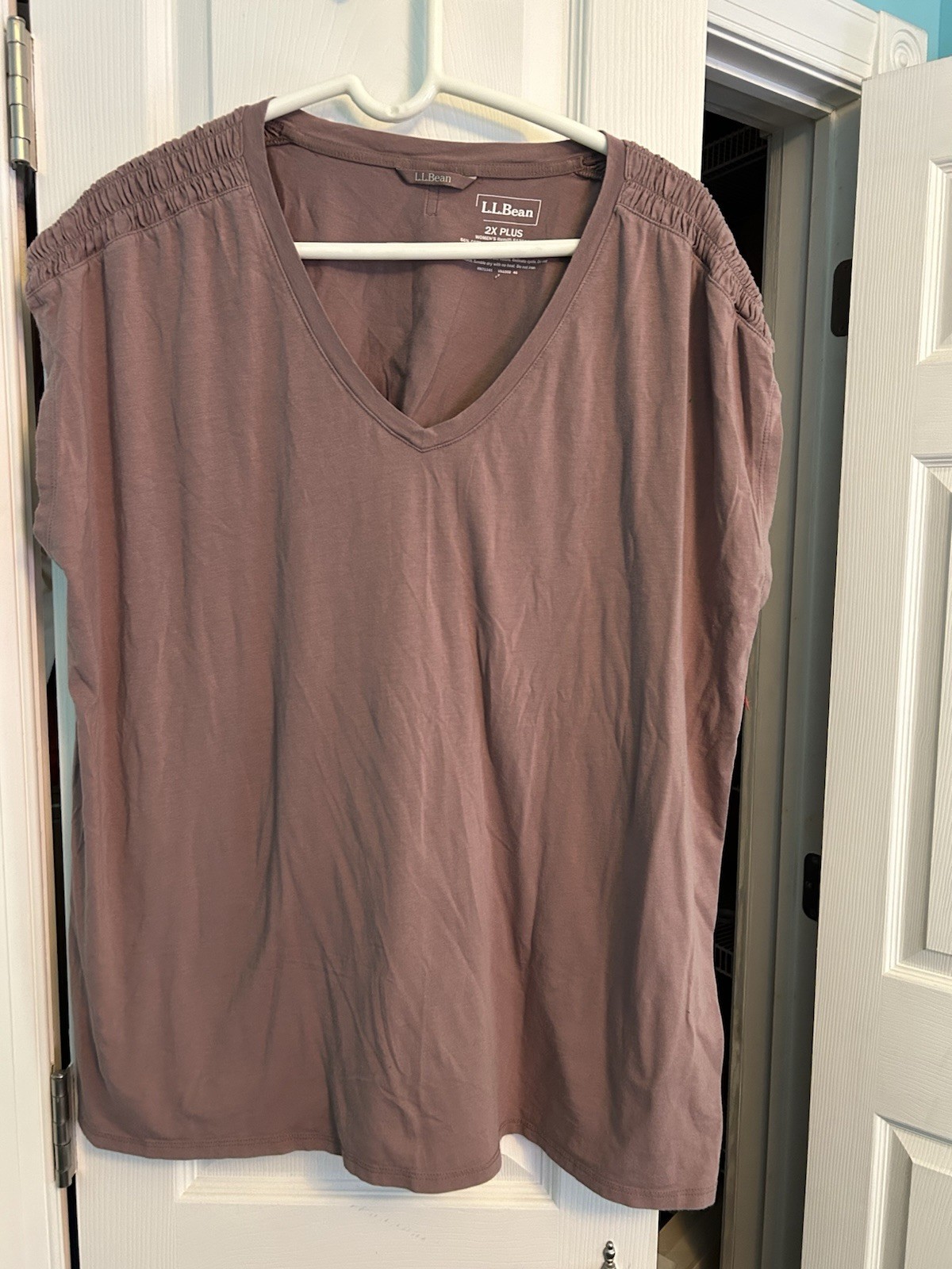 Euc Rose Ll Bean Plus Size Short Sleeved Blouse Size 2x 20 22 W