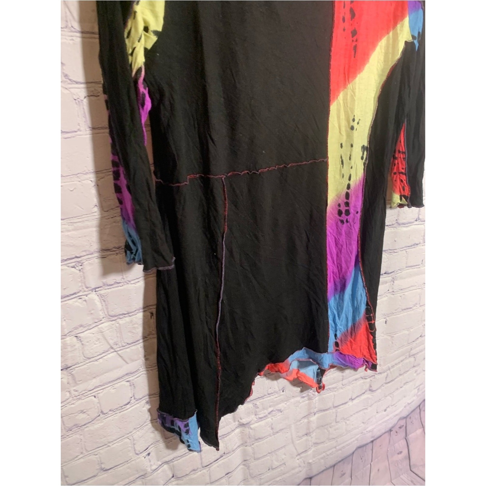 Parsley & Sage Womens Patchwork Lagenlook Scoop Neck Top Sz XL Artsy Whimsigoth