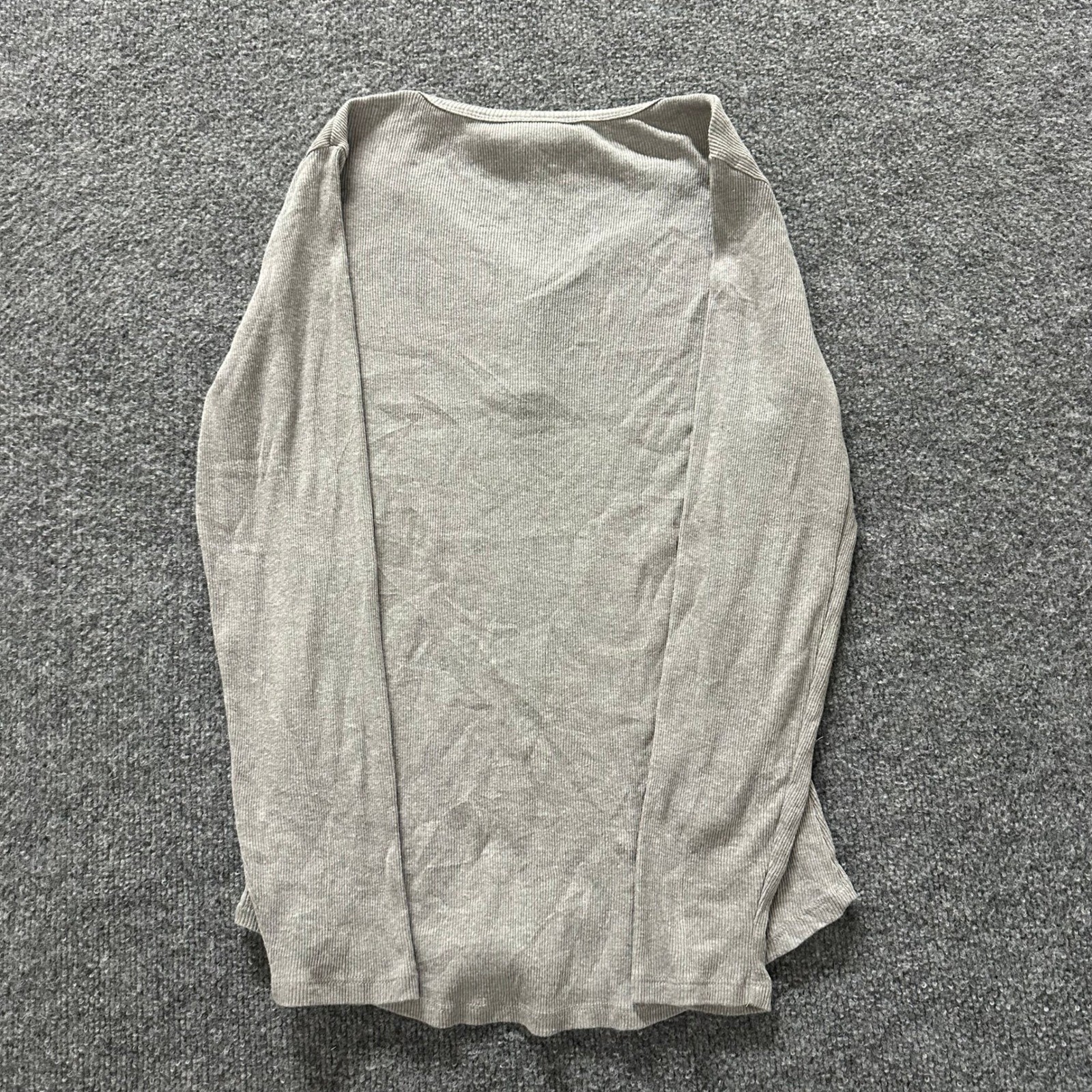 Dickies Henley Shirt Womens Size Medium Grey Ribbed Long Sleeve Casual Top