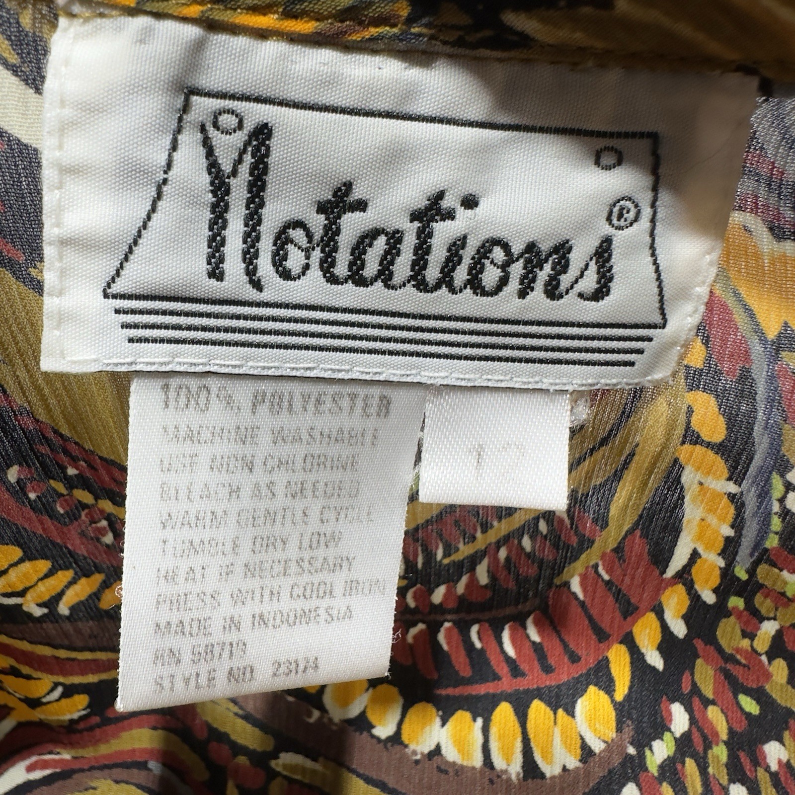 Notations Women Sz 12 Floral Multicolor Blouse Button Down Long Sleeve Collared
