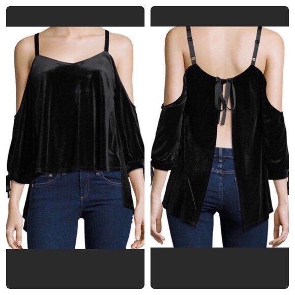 Romeo & Juliet Couture Velvet Open Back Top Size Small Black Night Out Party